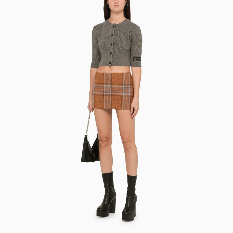 CHECK WOOL MINISKIRT - 2