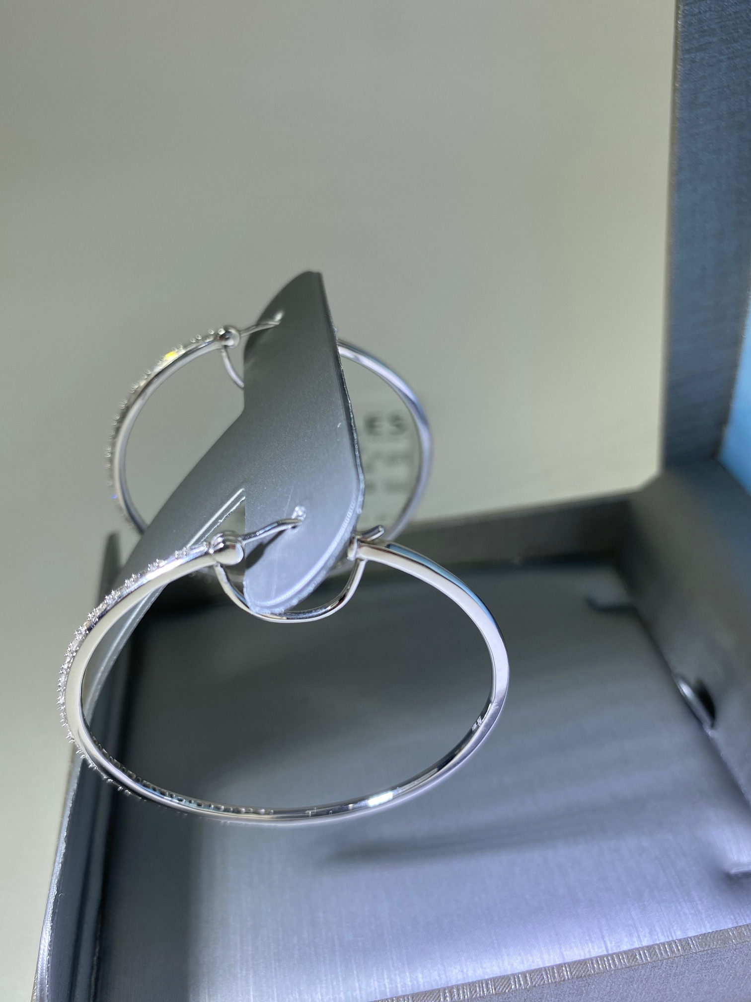Zales - Zales 1/2 CT. T.W. Baguette and Round Diamond Alternating Hoop Earrings in 10K White Gold New - 5
