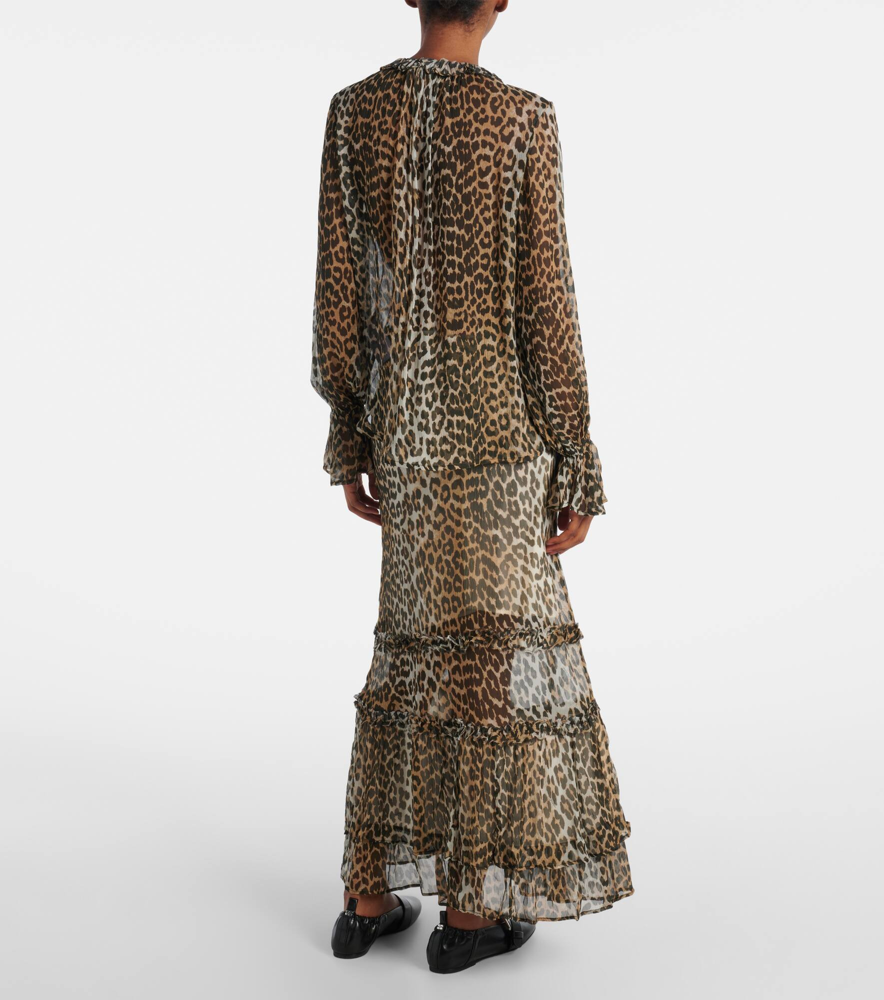 Leopard-print tie-neck chiffon blouse - 3