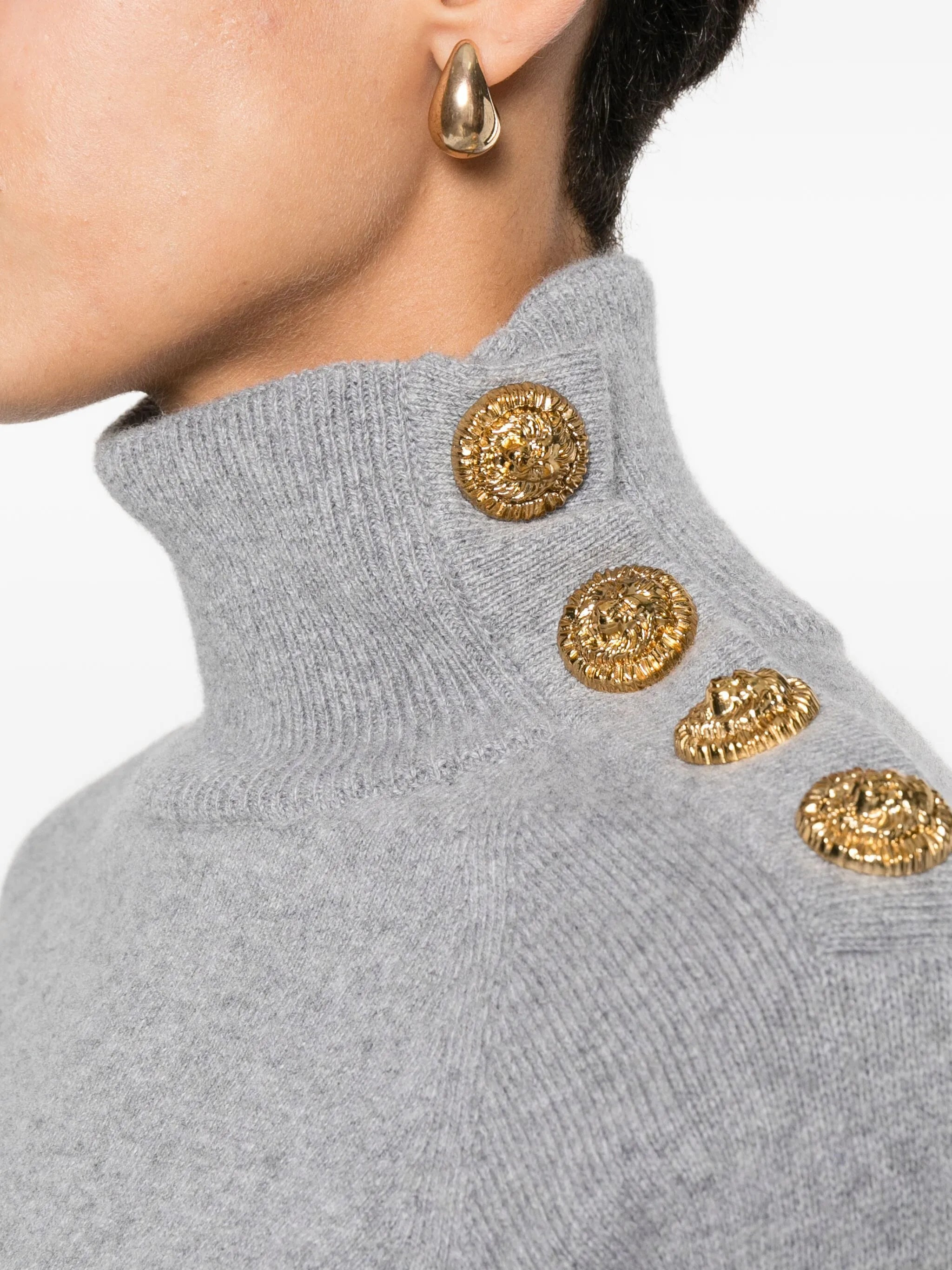 high-collar button-detail sweater - 5