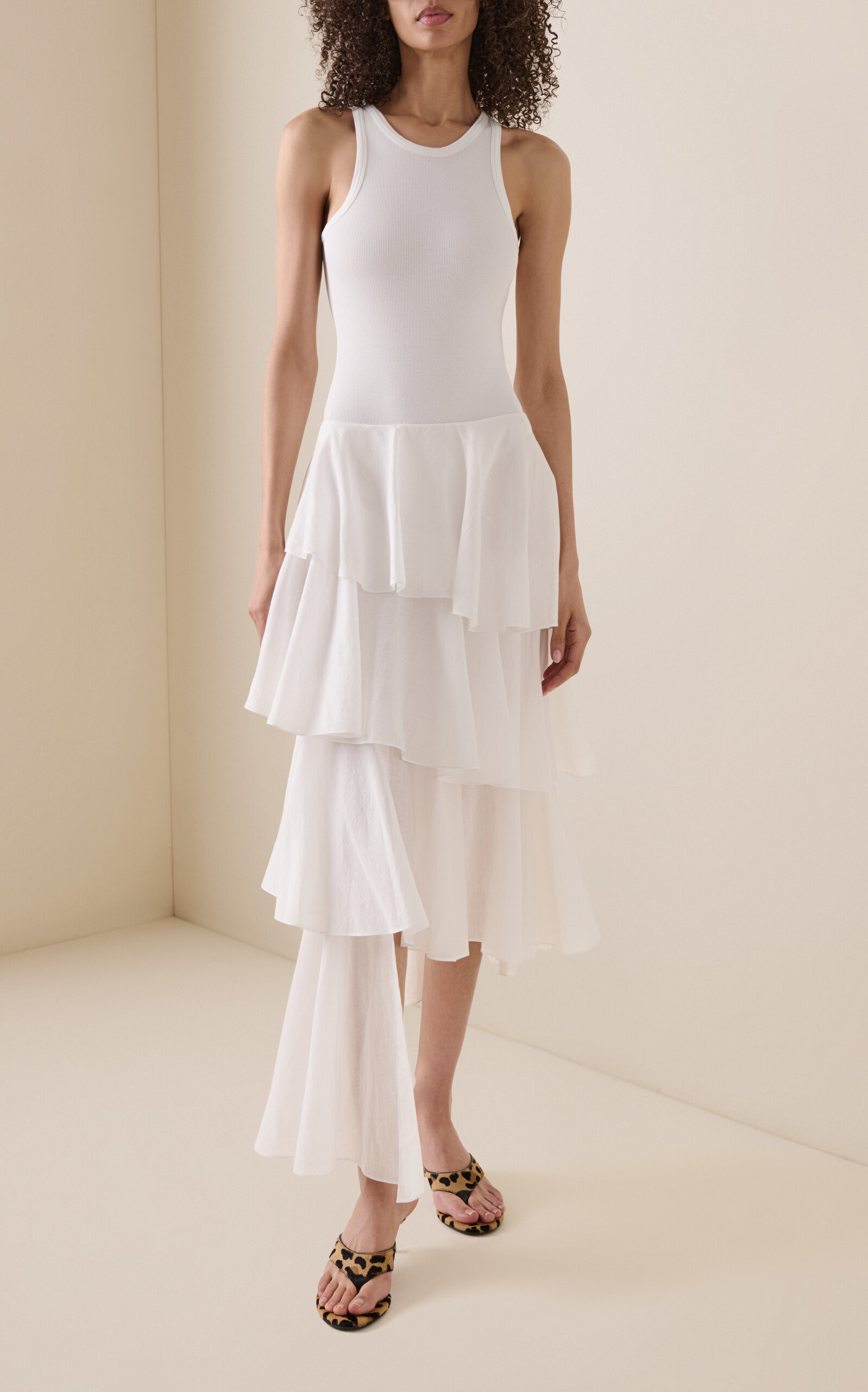 Spiral Cotton-Linen Skirt white - 2