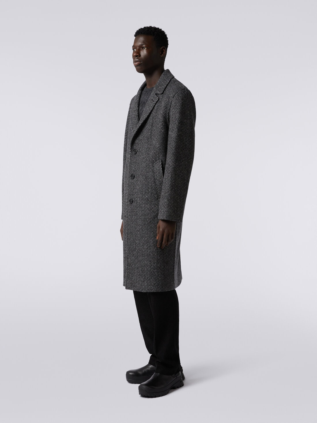 Boiled wool herringbone coat - 3