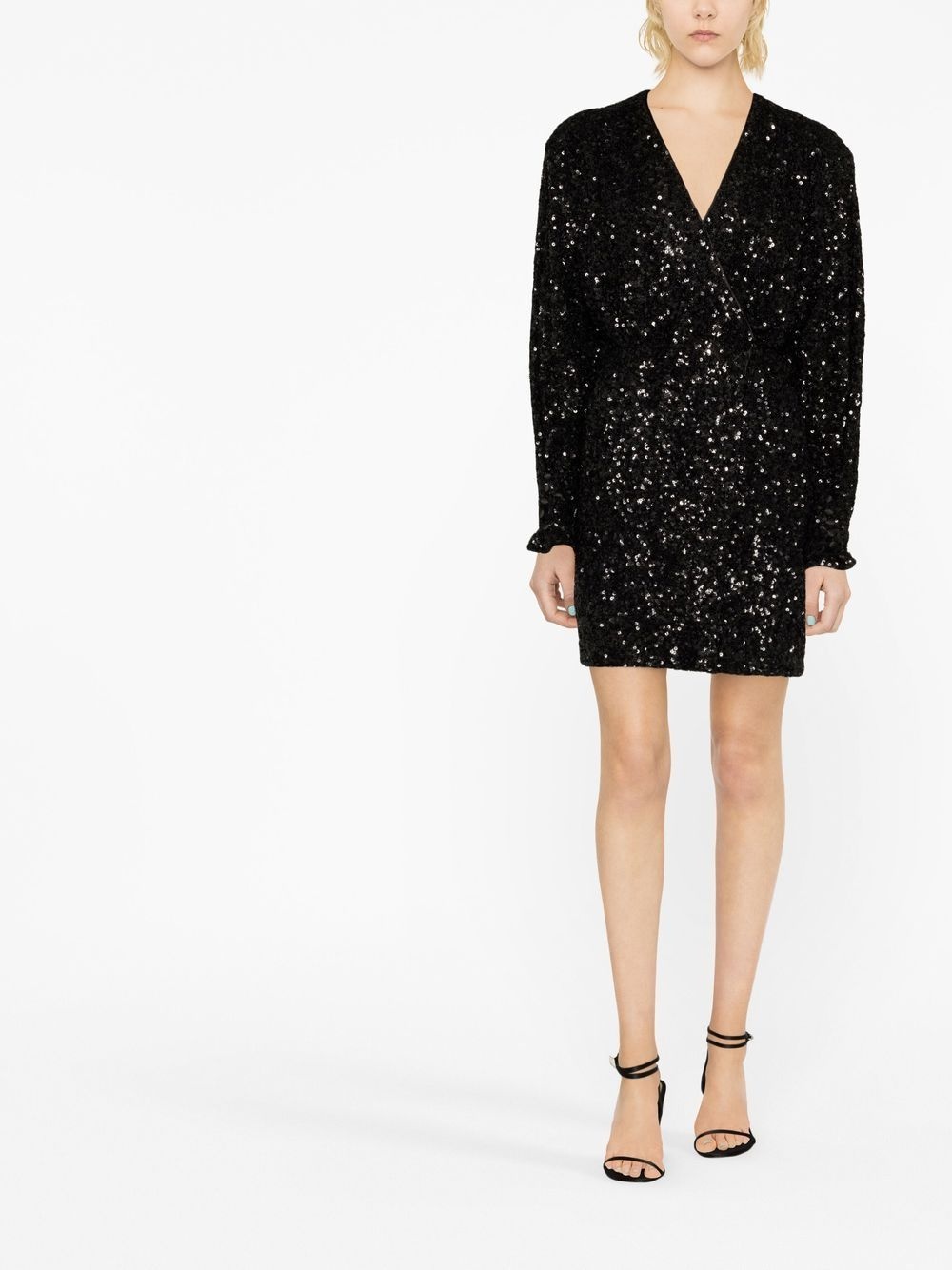 sequin-embellished wrap minidress - 2