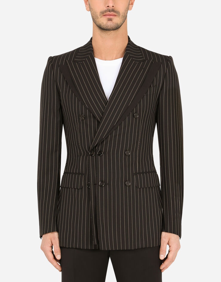 Double-breasted wool Sicilia-fit jacket with pinstripe design - 1