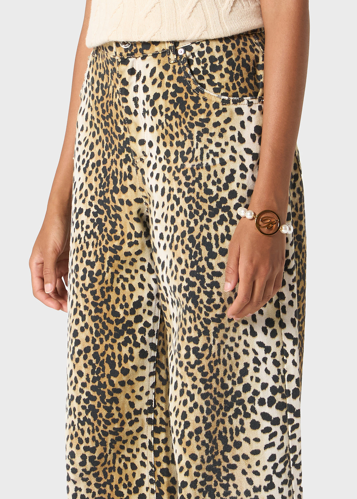 BOY FIT PANTS IN ANIMALIER PRINT BULL COTTON - 5