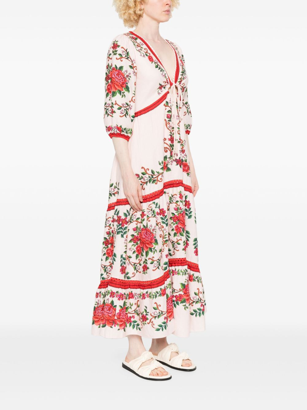 floral-jacquard maxi dress - 3