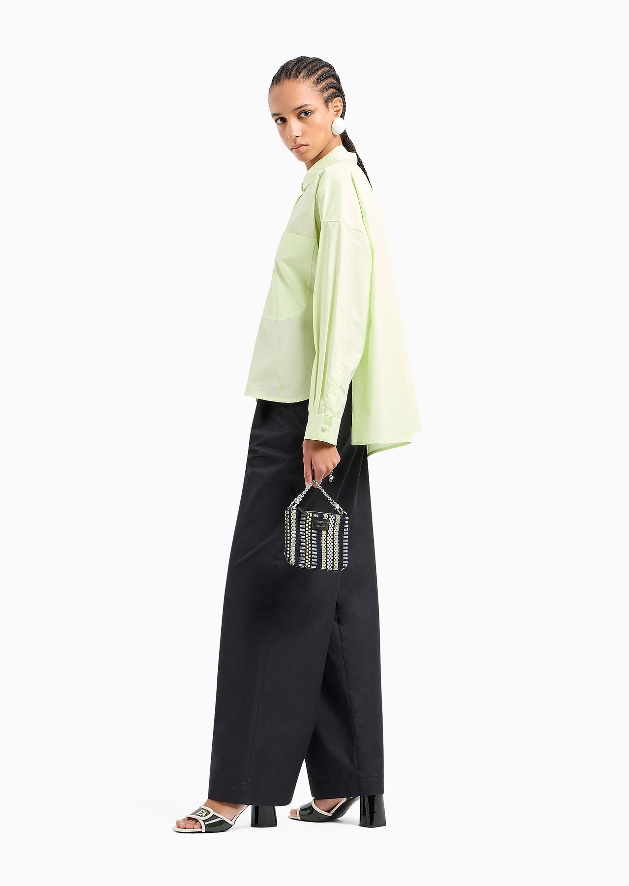 High-rise cotton-blend palazzo trousers - 4