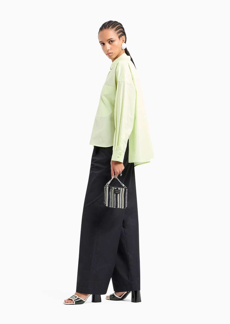 EMPORIO ARMANI High-rise cotton-blend palazzo trousers outlook