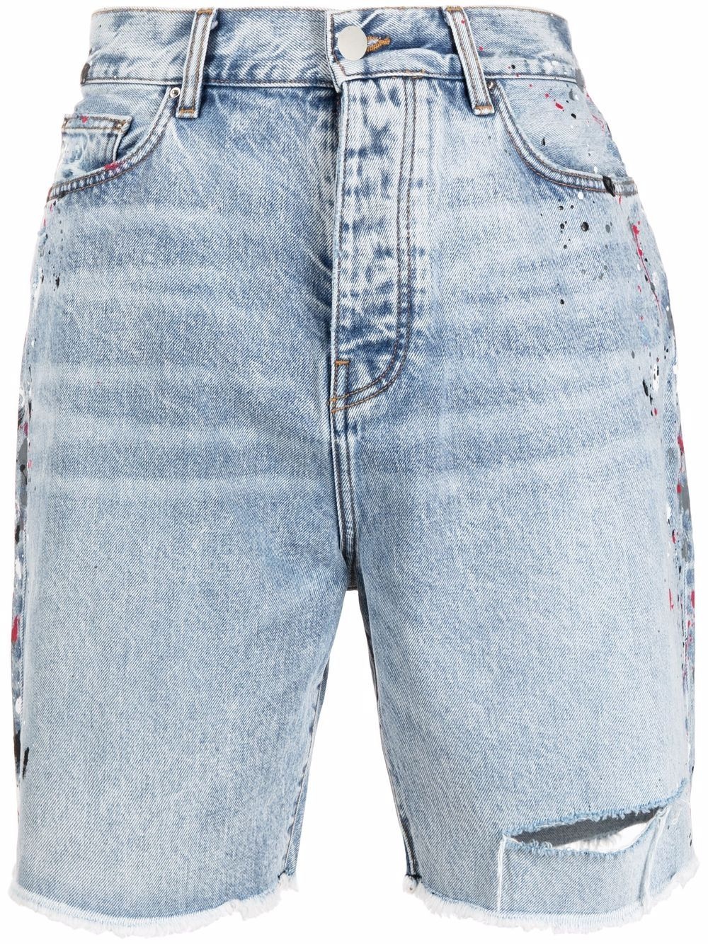 distressed-effect denim shorts - 1