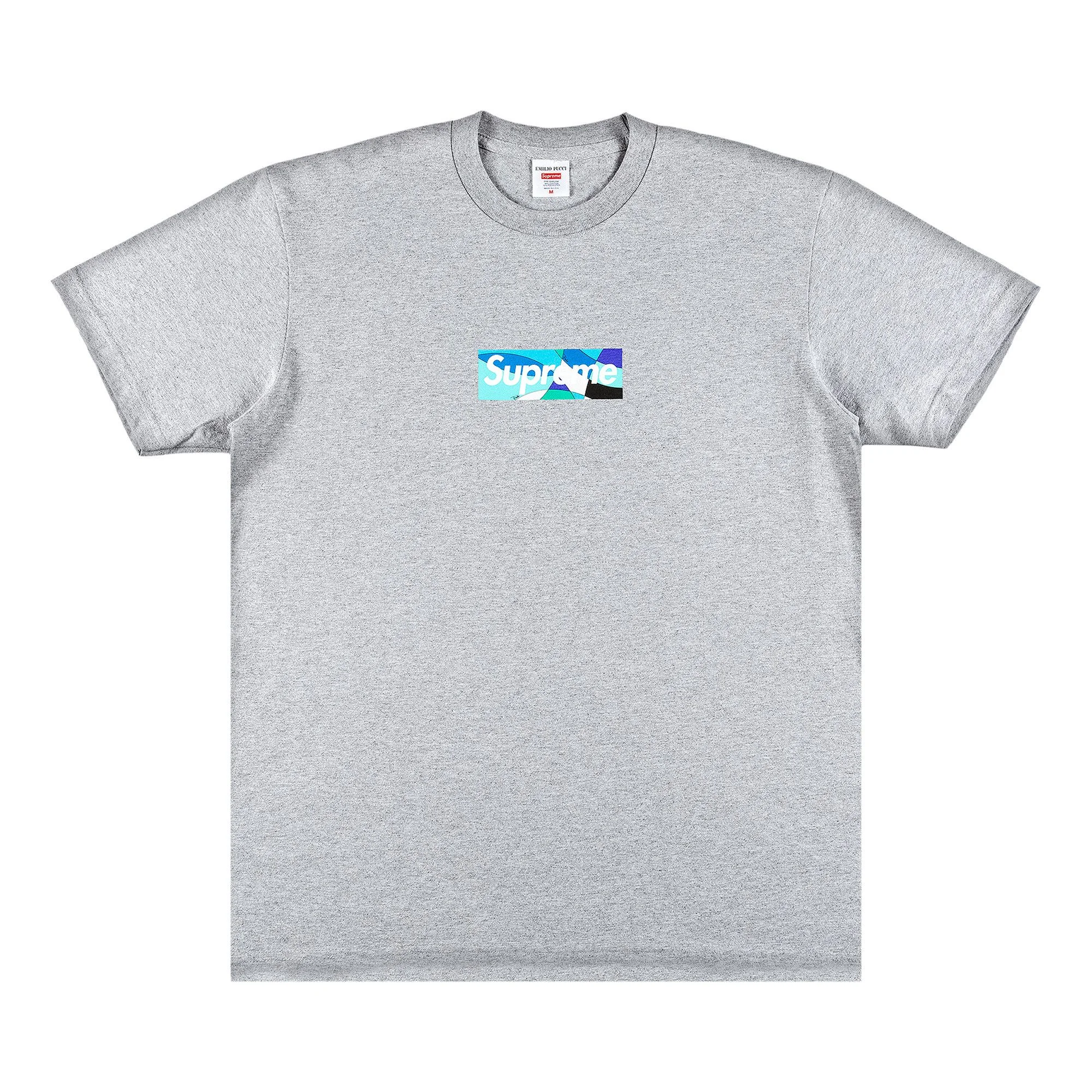 Supreme x Emilio Pucci Box Logo Tee 'Heather Grey/Blue' - 1