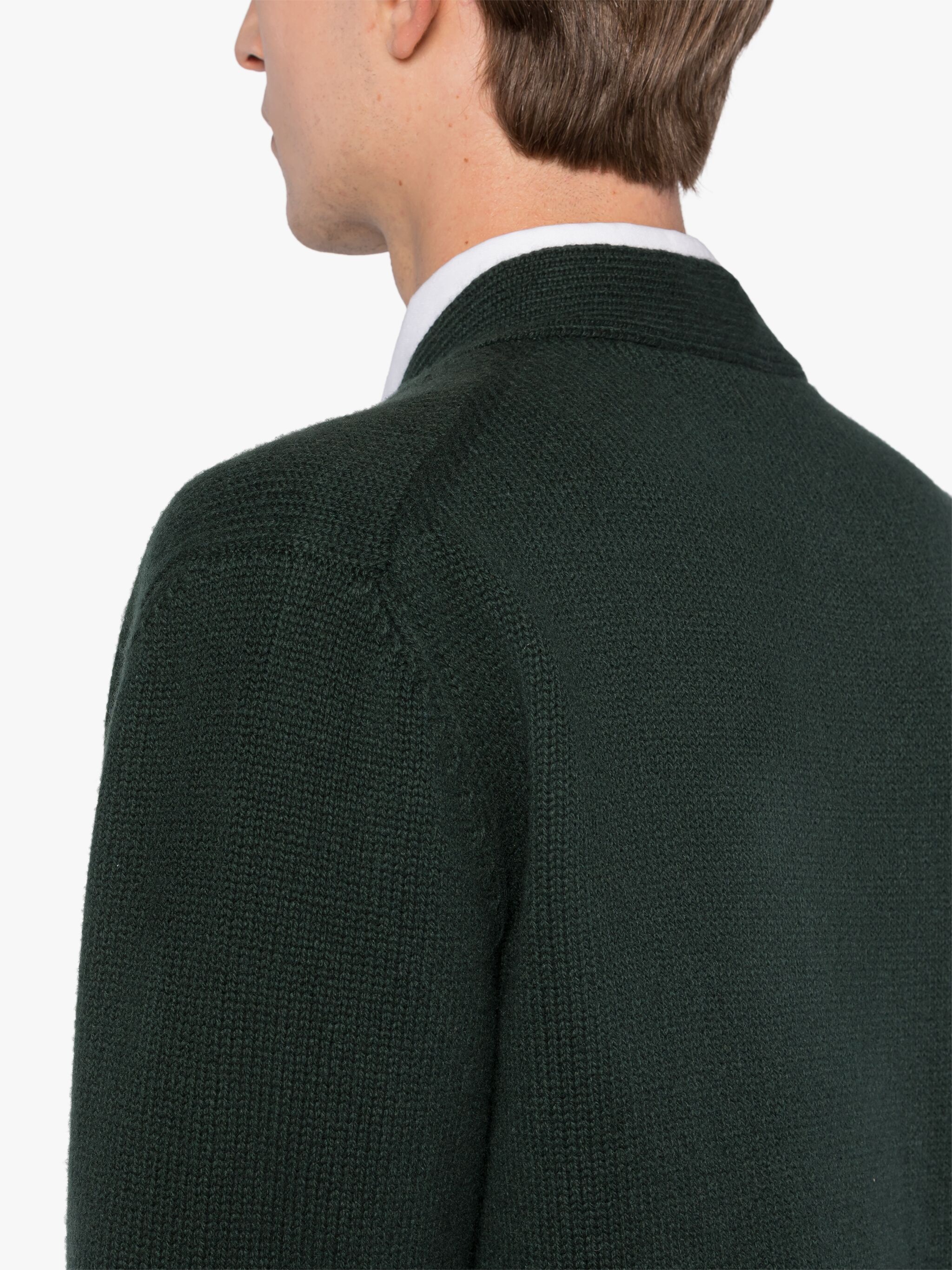 STOCKHOLM DARK GREEN MERINO WOOL & CASHMERE CARDIGAN - 6