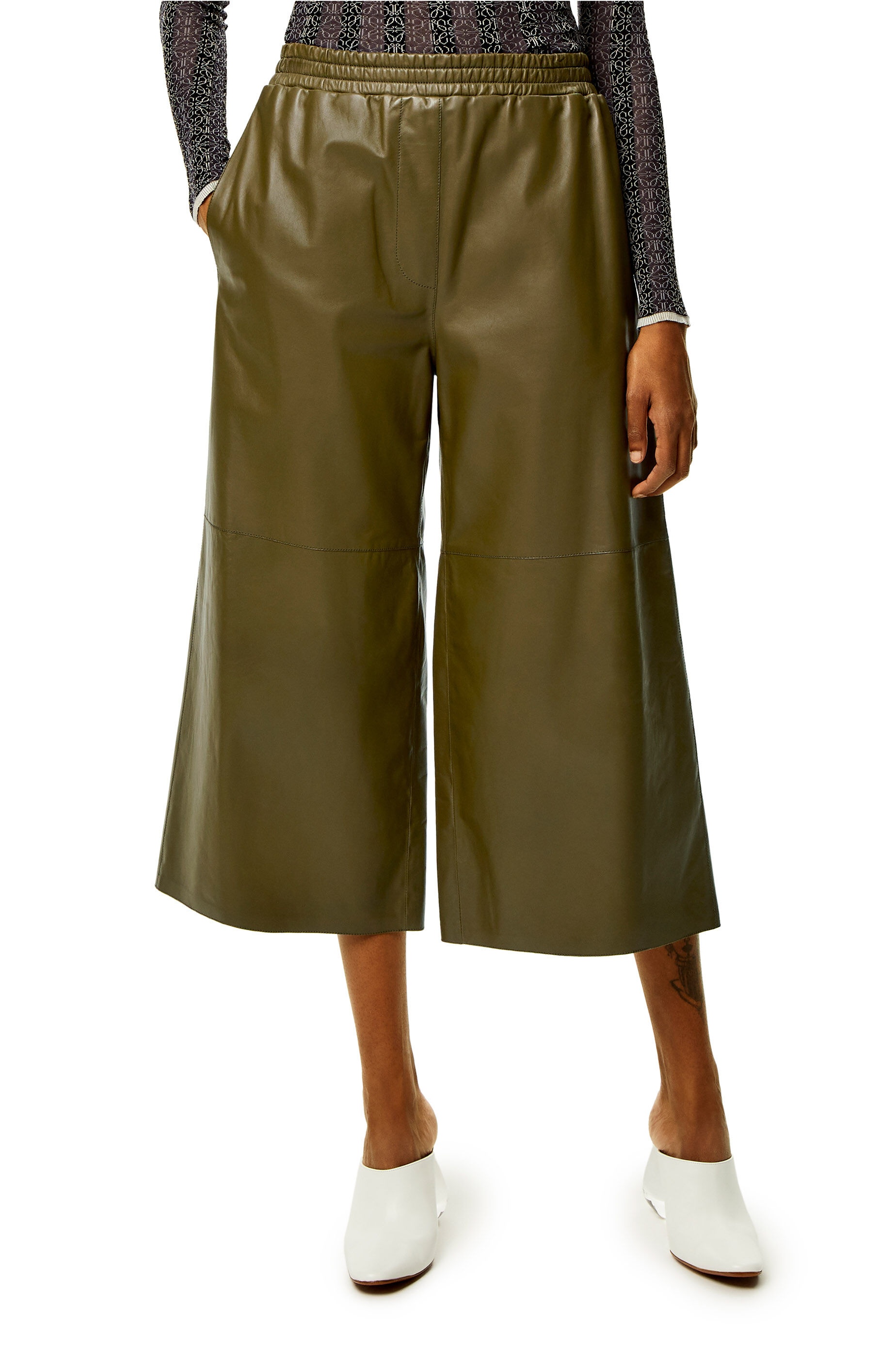 Cropped trousers in nappa - 3