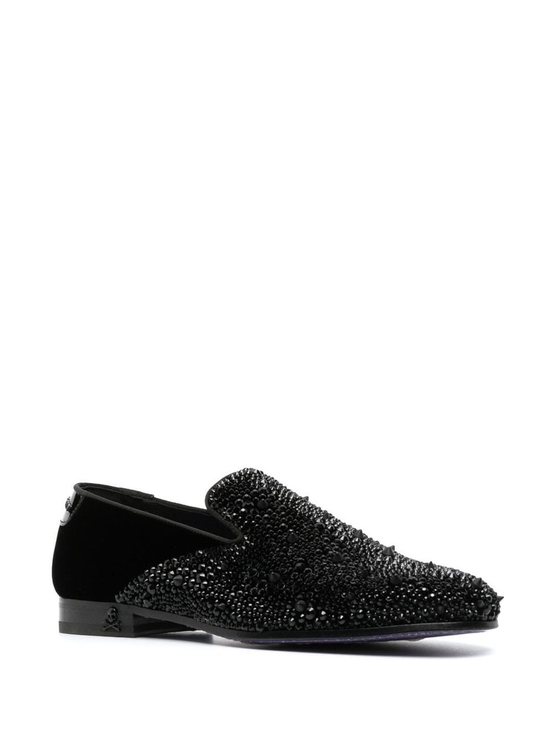 PHILIPP PLEIN rhinestone-embellished velvet loafers outlook