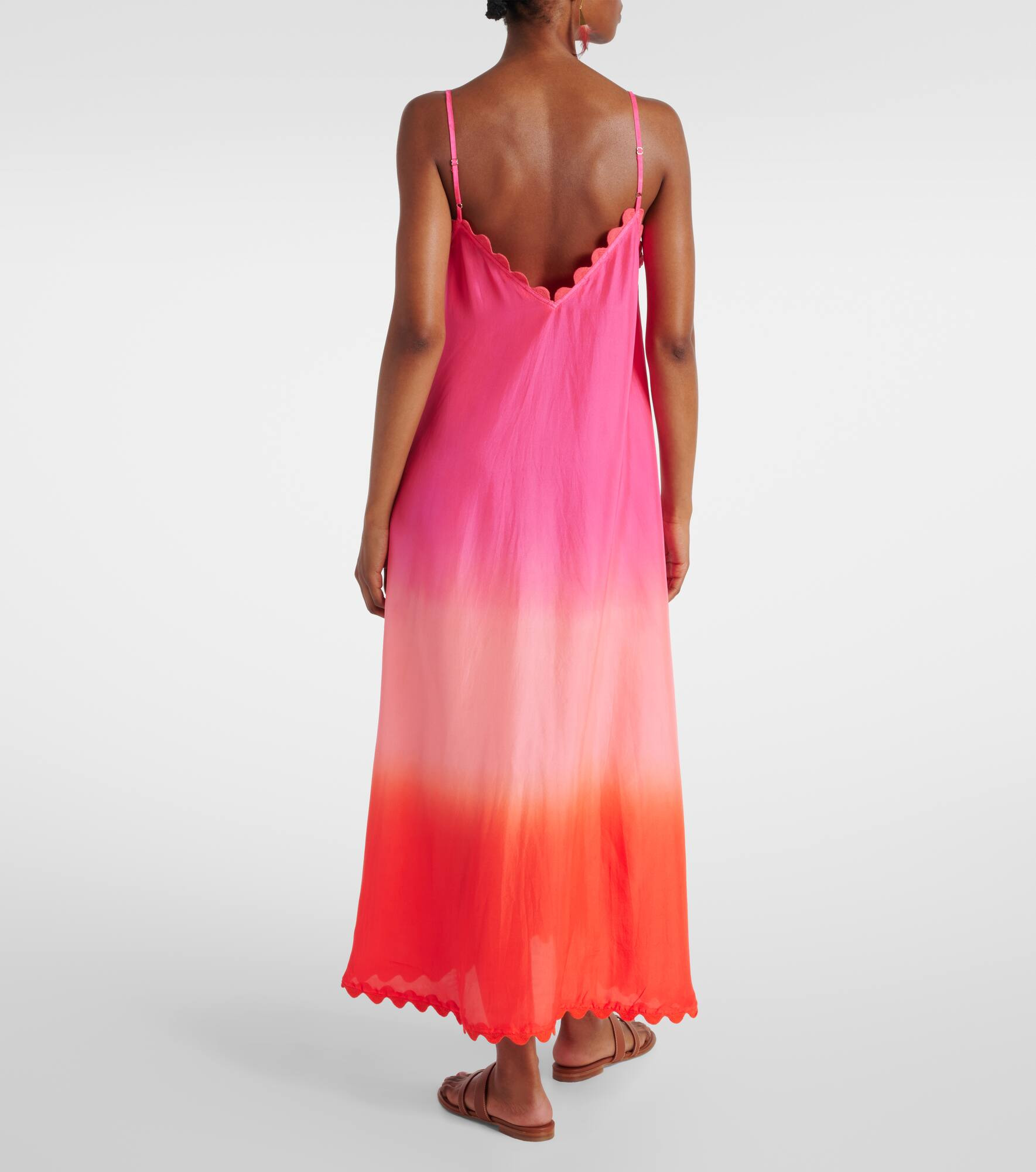 Scalloped silk slip dress - 3