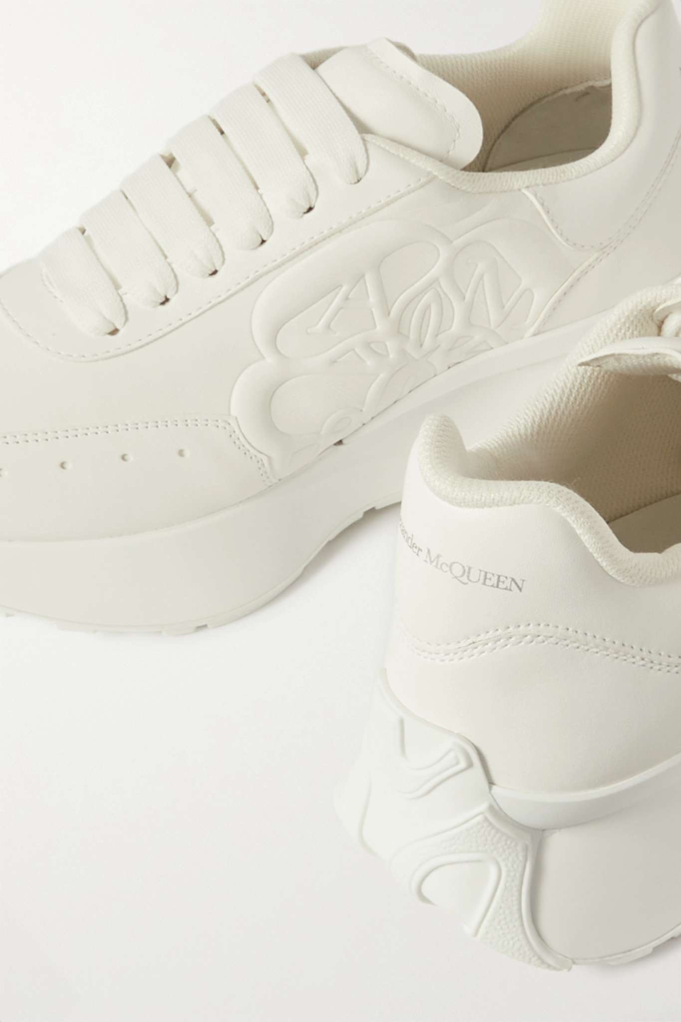 Embossed leather sneakers - 4