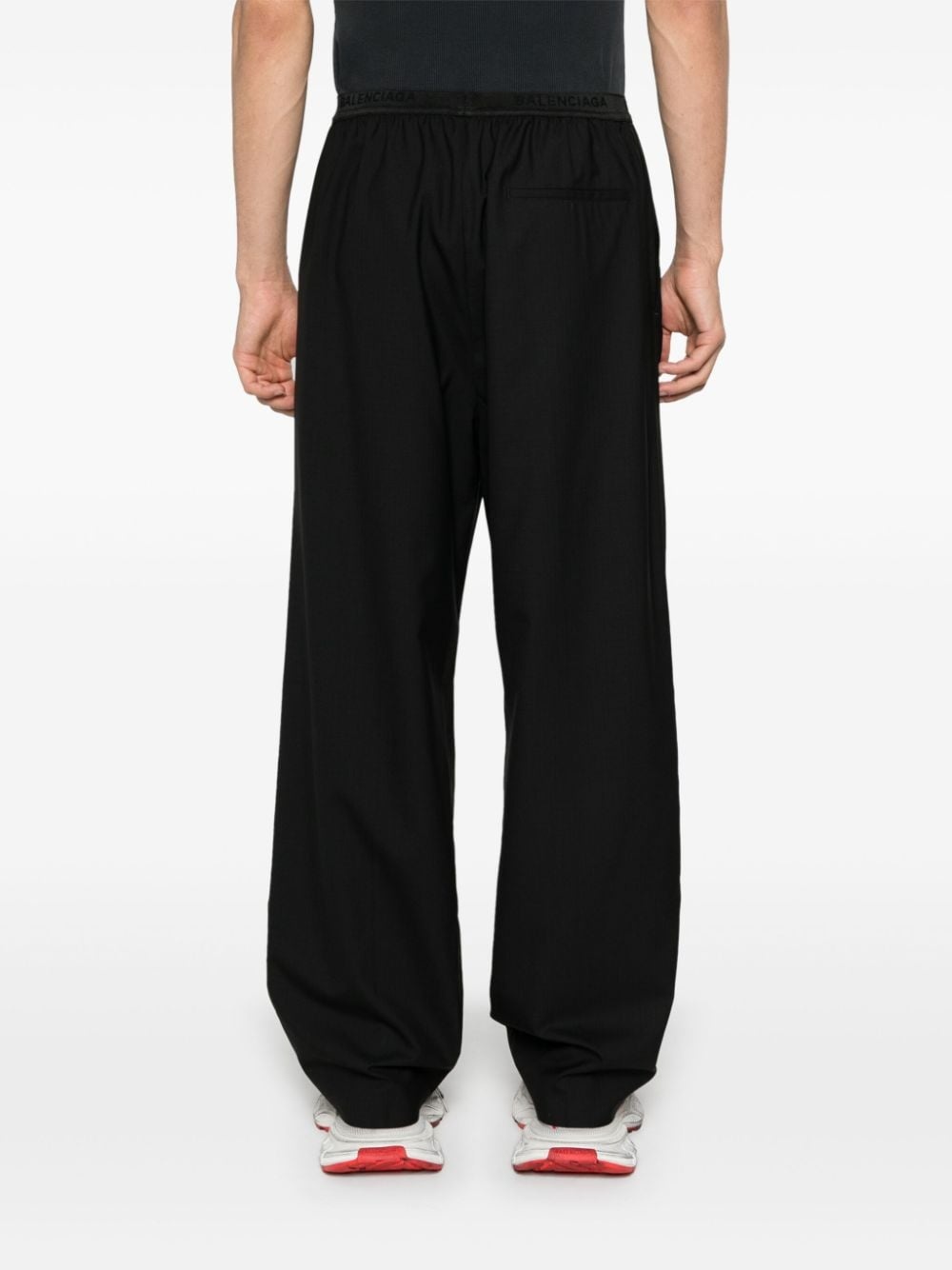 logo-waistband loose-cut trousers - 4