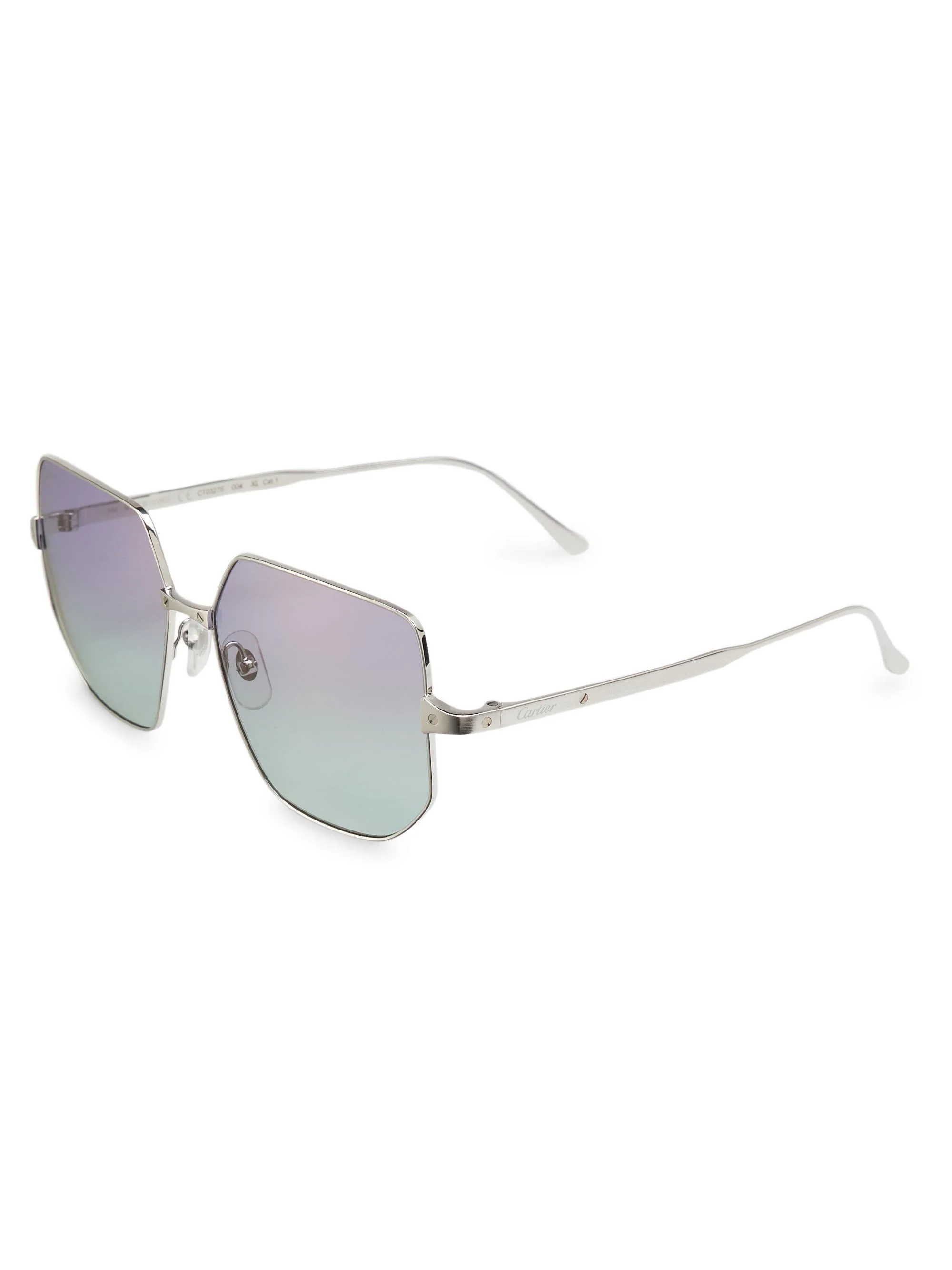 Women's Santos De 58MM Geometric Sunglasses - Silver - 1
