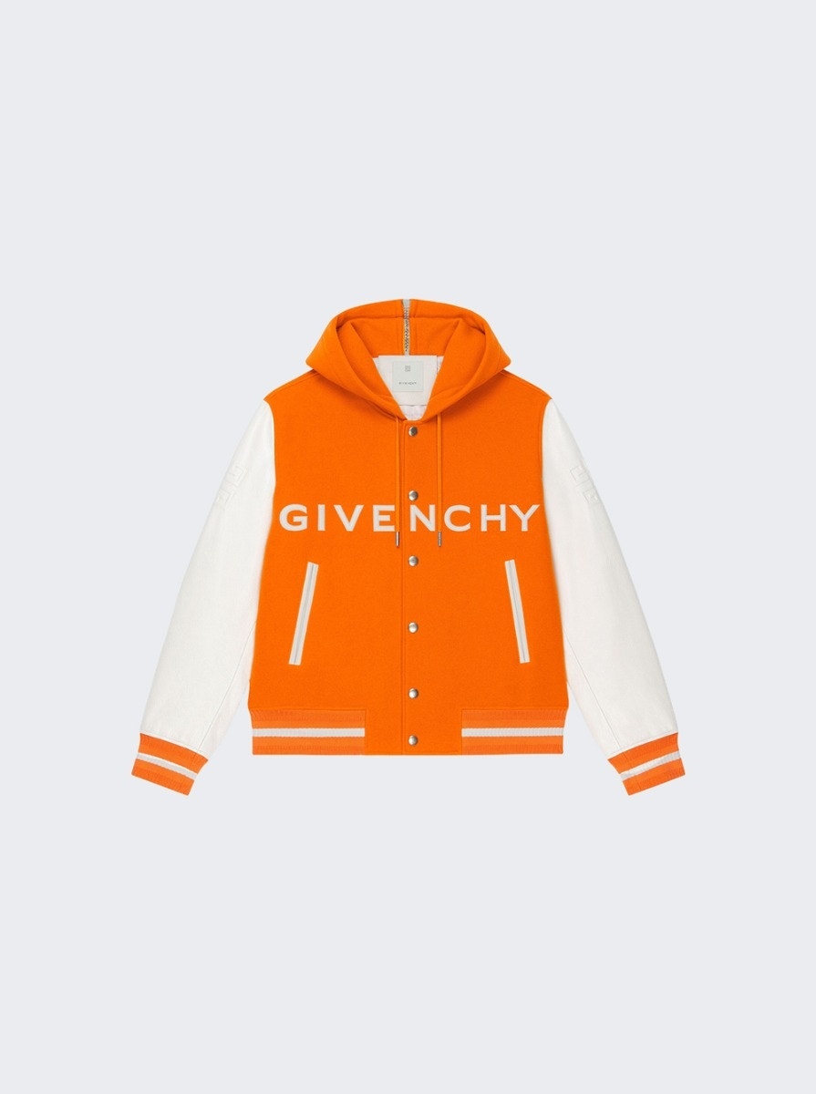 Wool And Leather Varsity Jacket Orange - 1