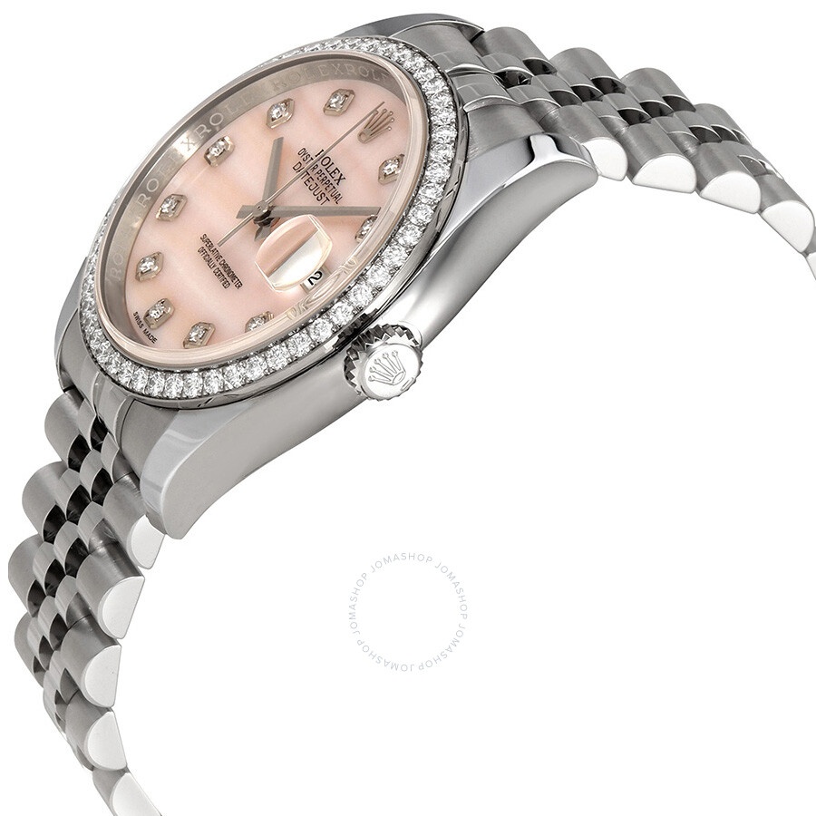 Rolex Datejust 36 Pink Mother Of Pearl Diamond Dial Automatic Ladies Jubilee Watch 116244PKMDJ - 2
