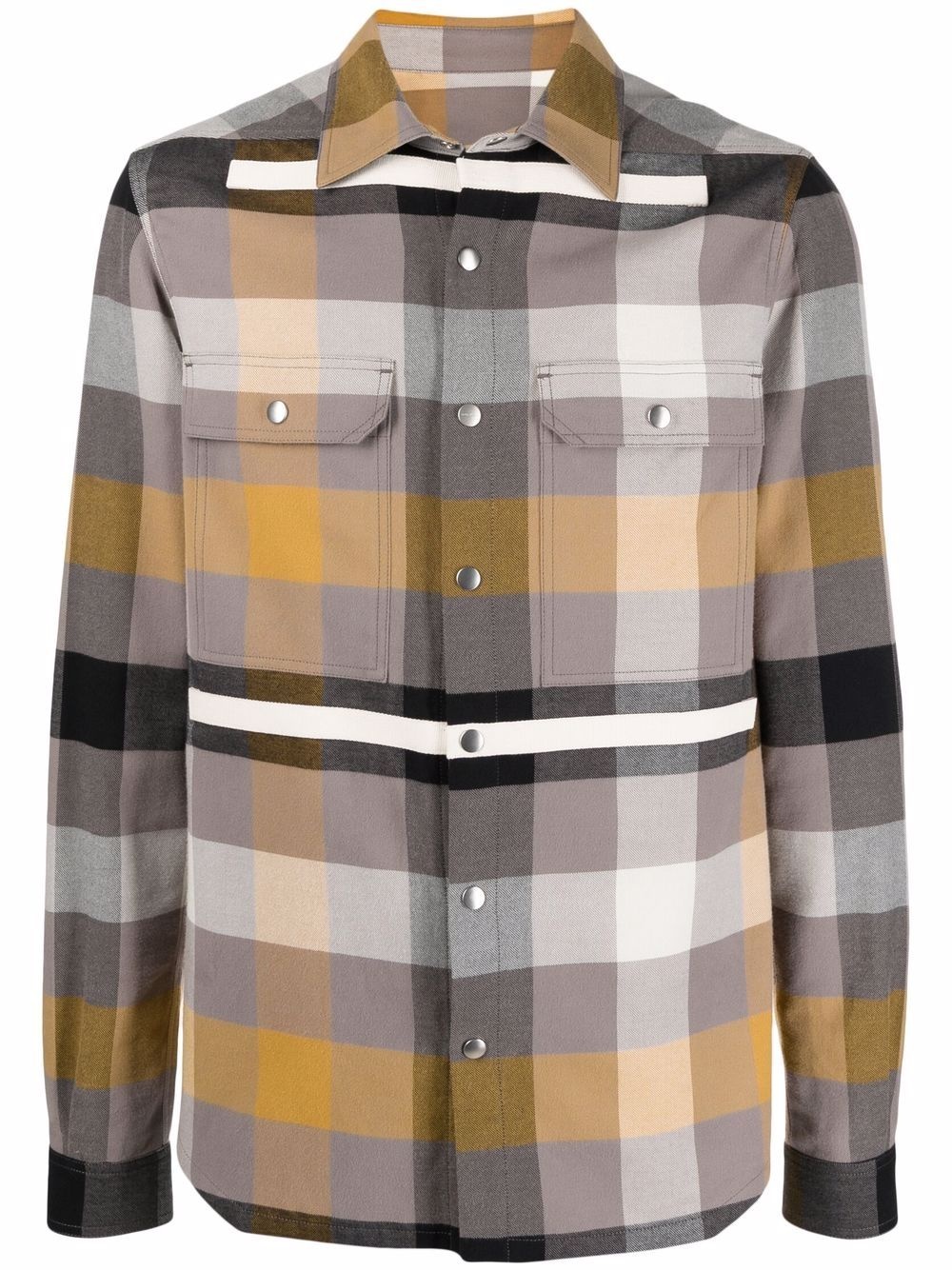 plaid-print long-sleeve outer shirt - 1