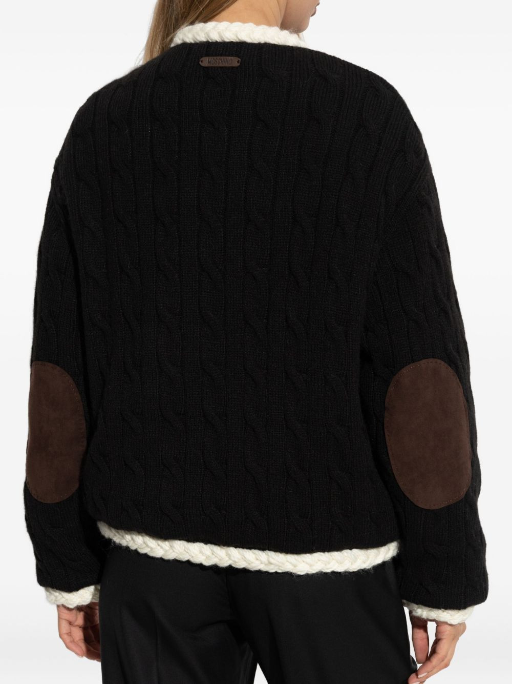 cable-knit elbow-patch jacket - 4