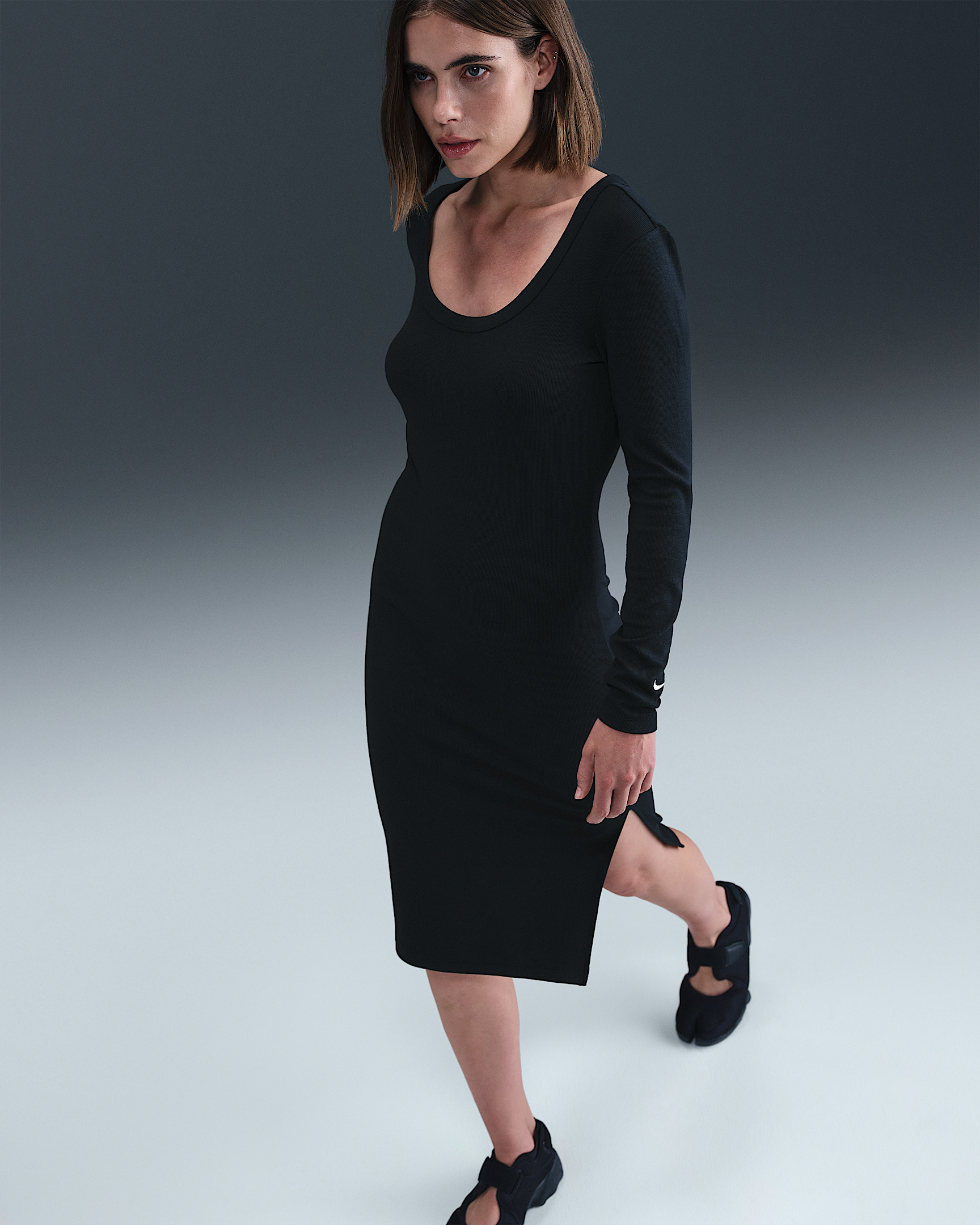 Nike Sportswear Chill Knit Women's Tight Long-Sleeve Midi Mini-Rib Dress - 5
