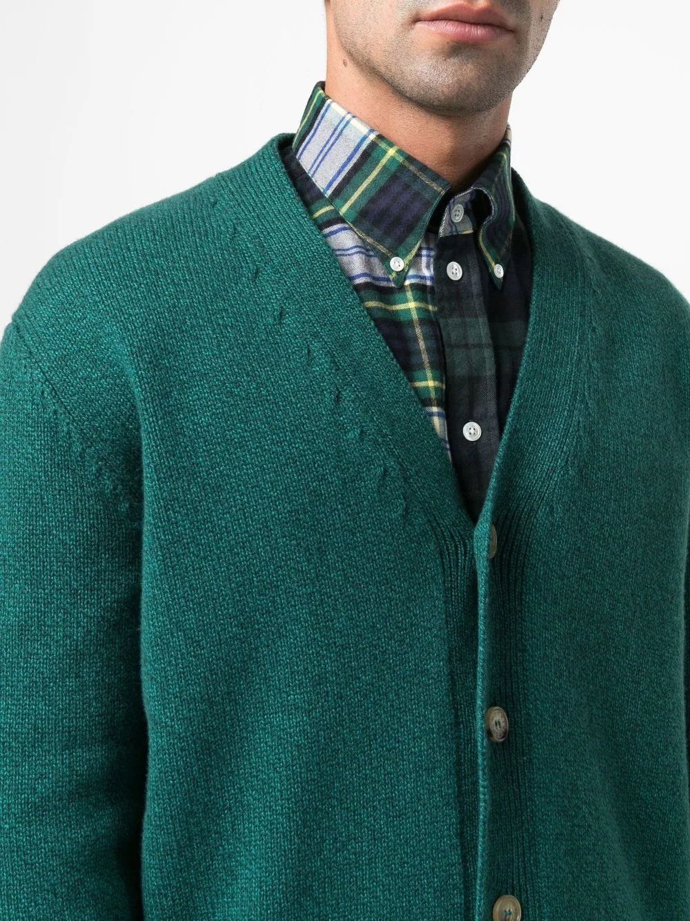 STOCKHOLM Dark Green Merino Wool & Cashmere Cardigan - 5