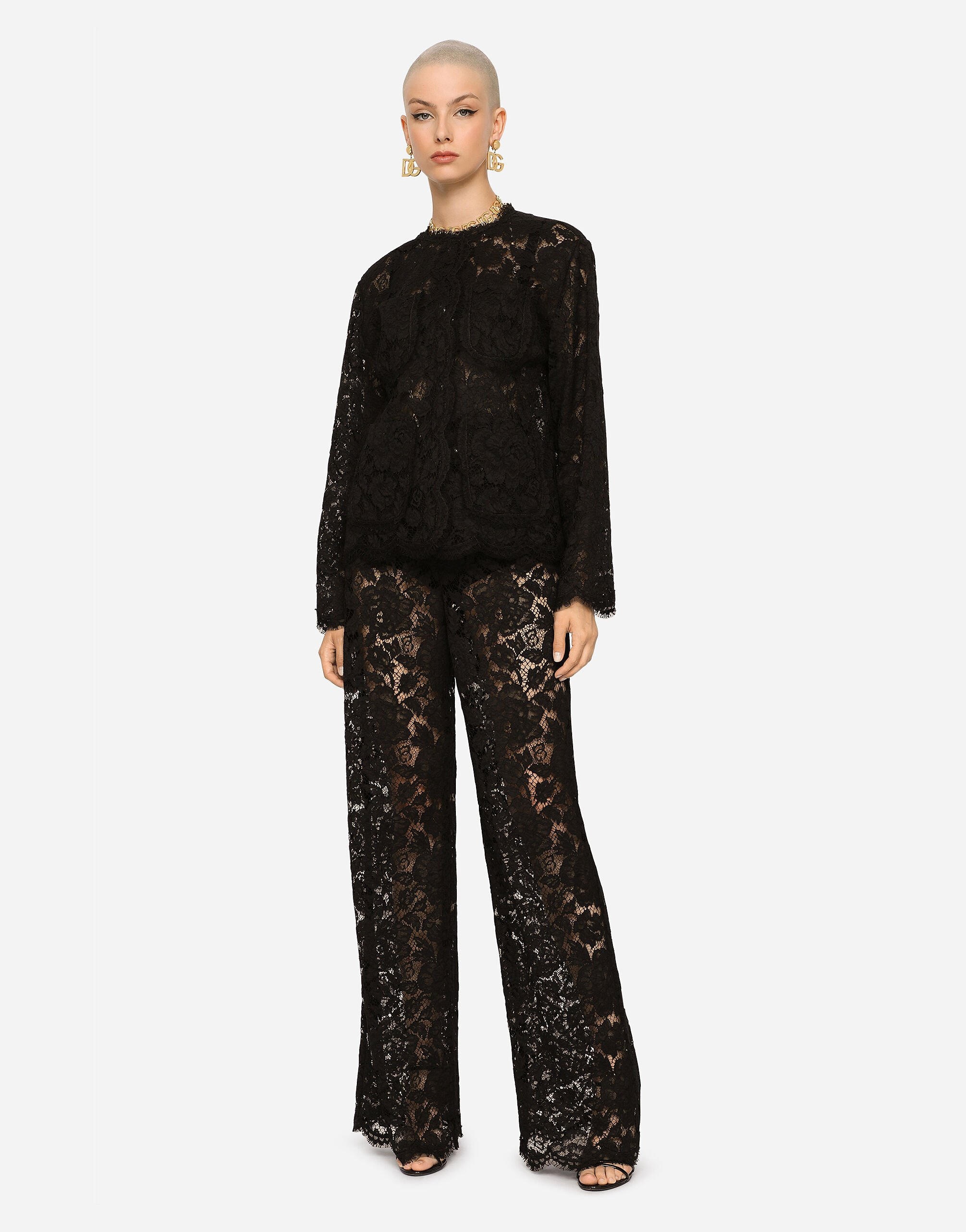 Single-breasted lace jacket - 4