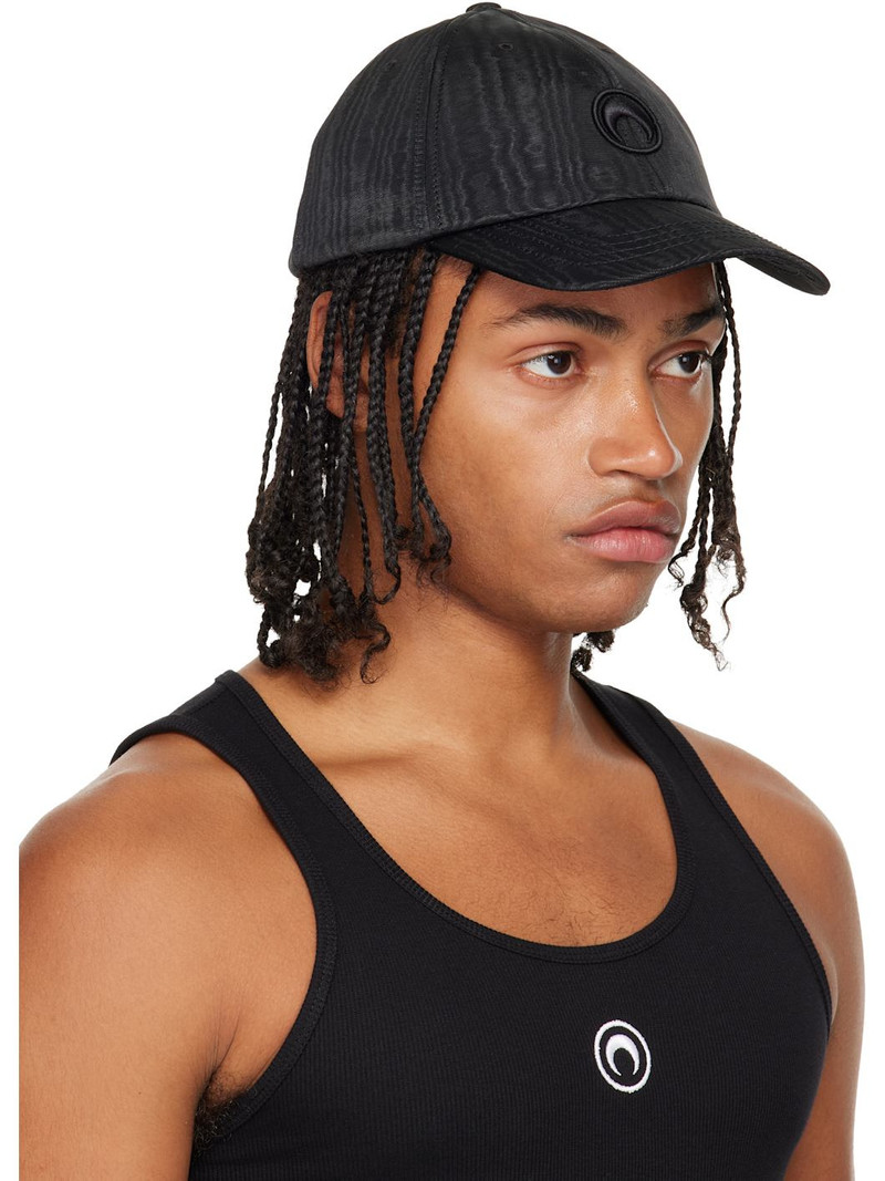 Marine Serre Black Recycled Moire Baseball Cap outlook