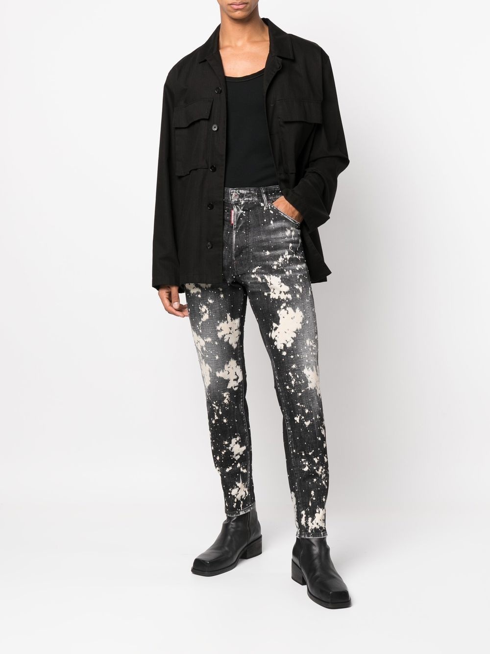 paint splatter-print denim jeans - 2