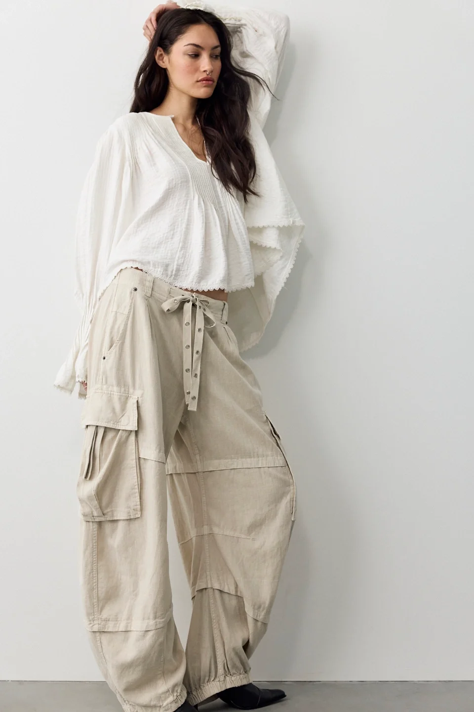 We The Free Reef Curved Linen Cargo Pants - 1