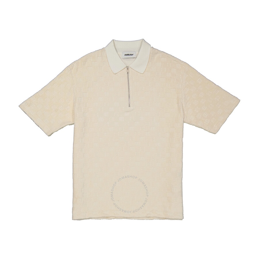 Ambush Men's White Asparagus Monogram Half Zip Polo Shirt - 1