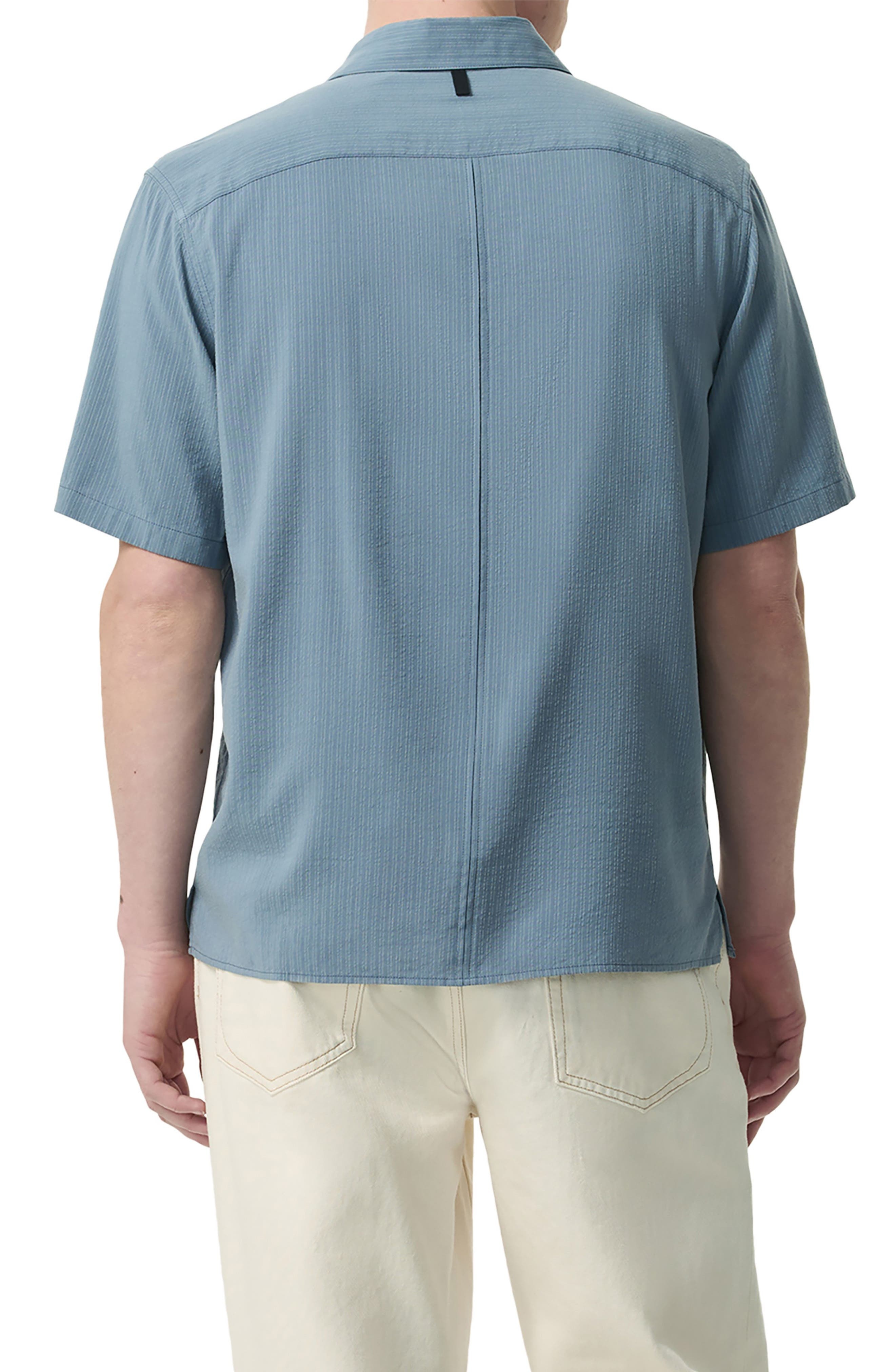 rag & bone Dalton Dobby Short Sleeve Button-Up Shirt in Seagrey at Nordstrom - 2