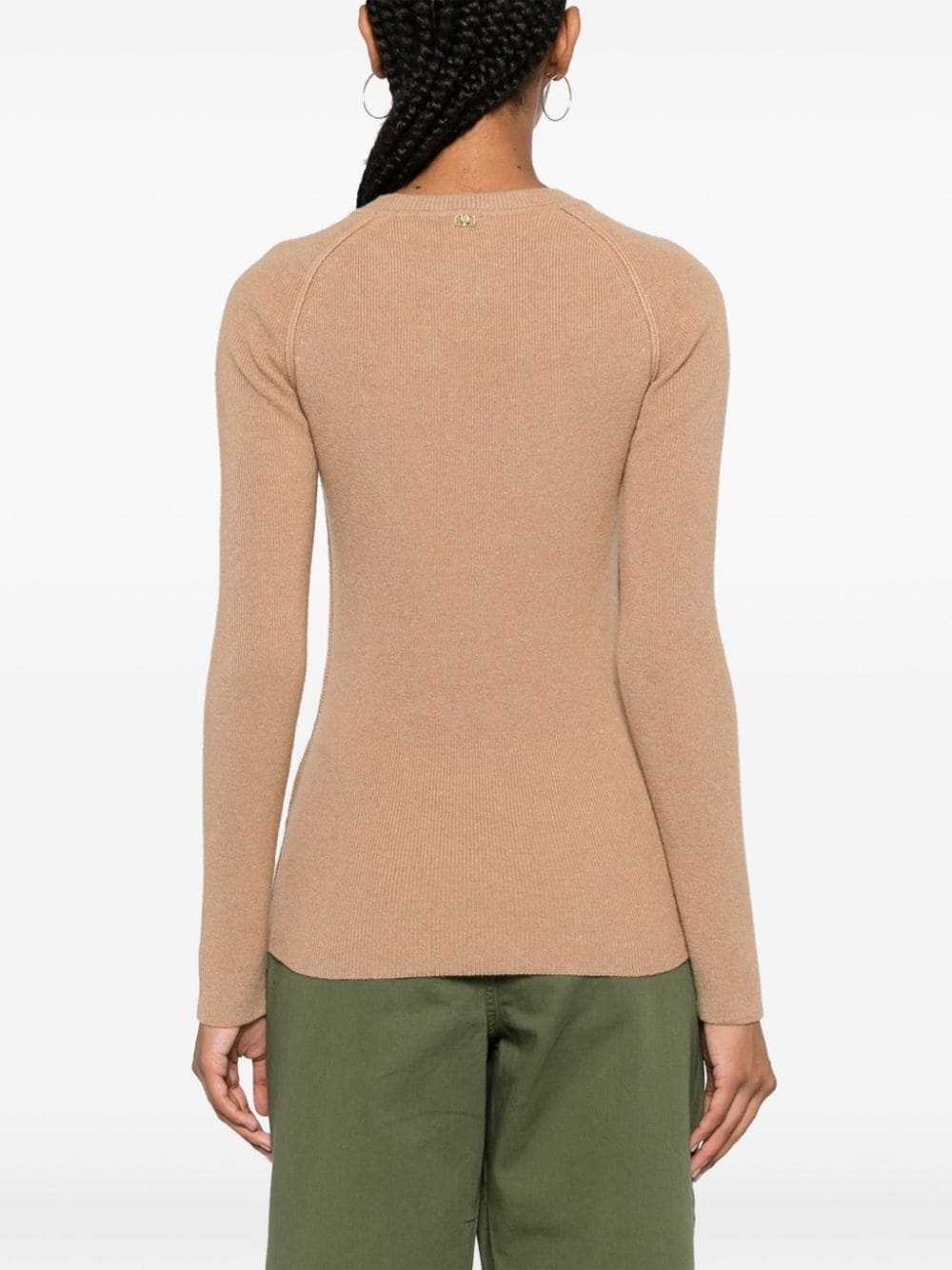 logo-plaque ribbed-knit jumper - 4