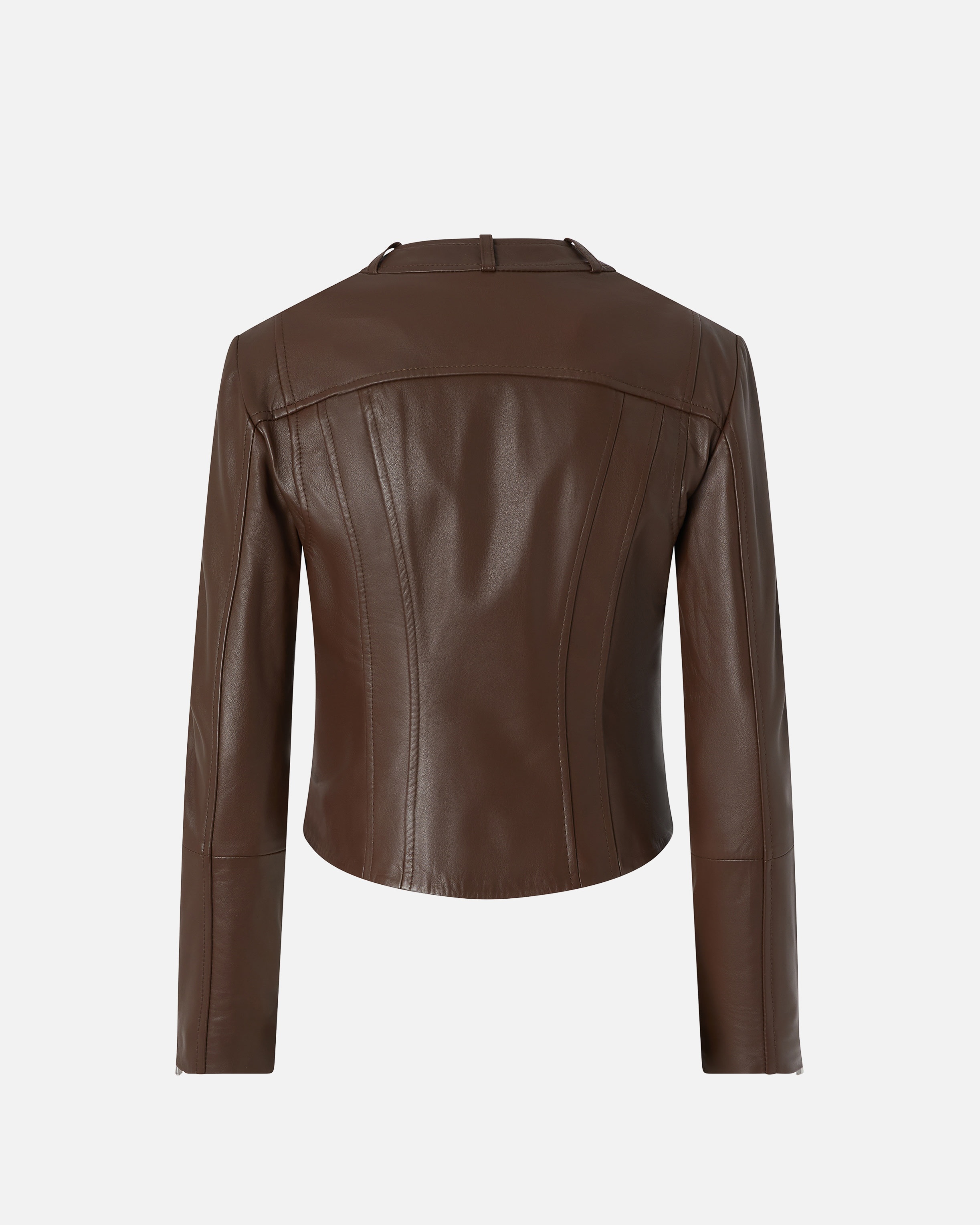 NAPPA LEATHER BIKER JACKET WITH VERTICAL TOPSTITCHING - 2