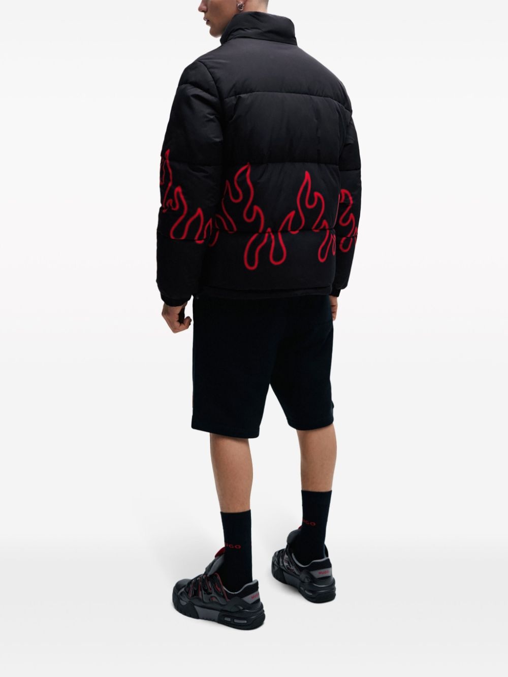 flame-print quilted jacket - 4