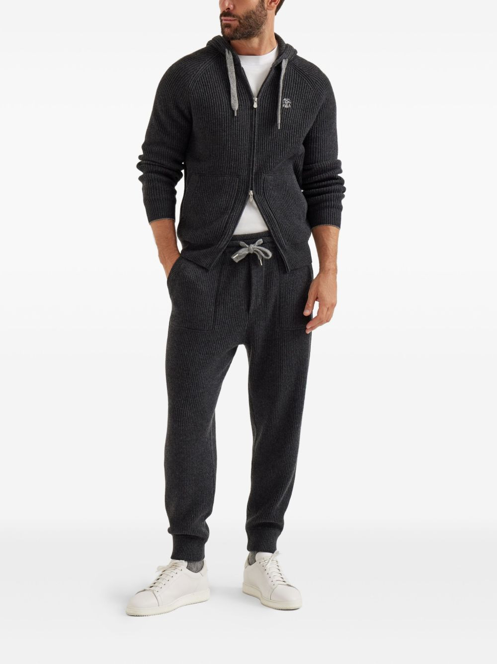 ribbed knit track pants - 2