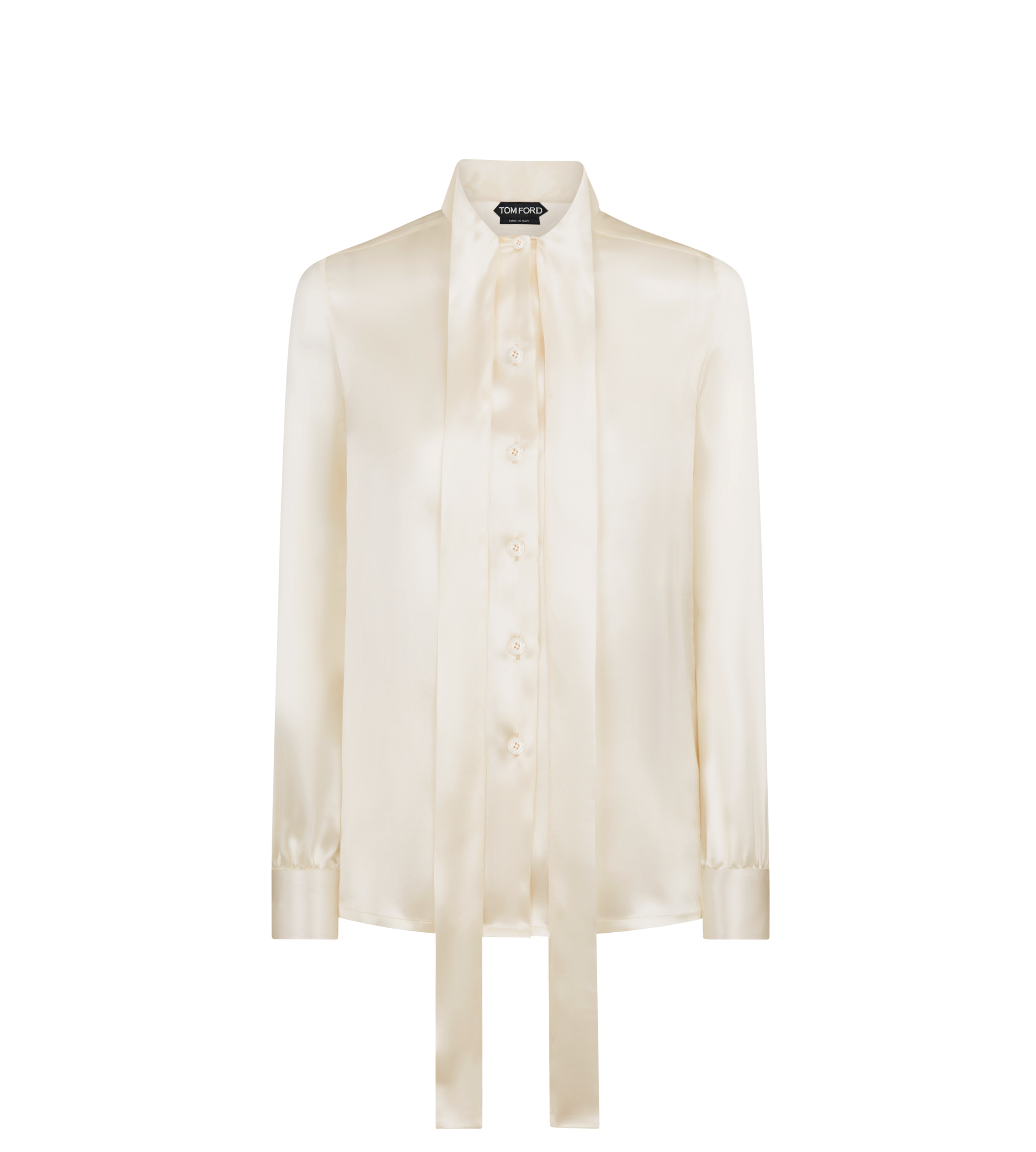 FLUID CHARMEUSE SILK LAVALLIERE SHIRT - 1