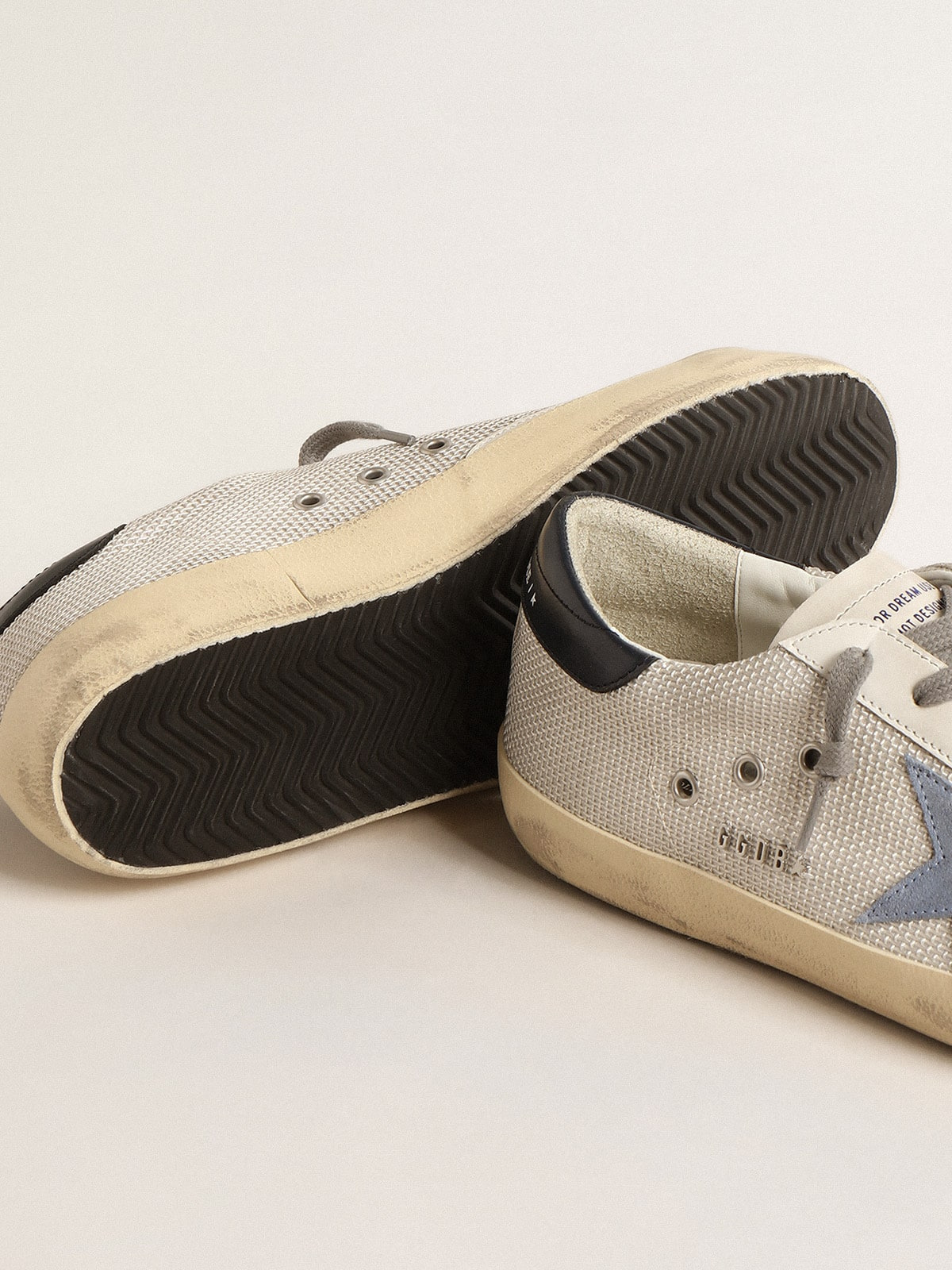 Super-Star in pale silver mesh with light blue suede star - 3
