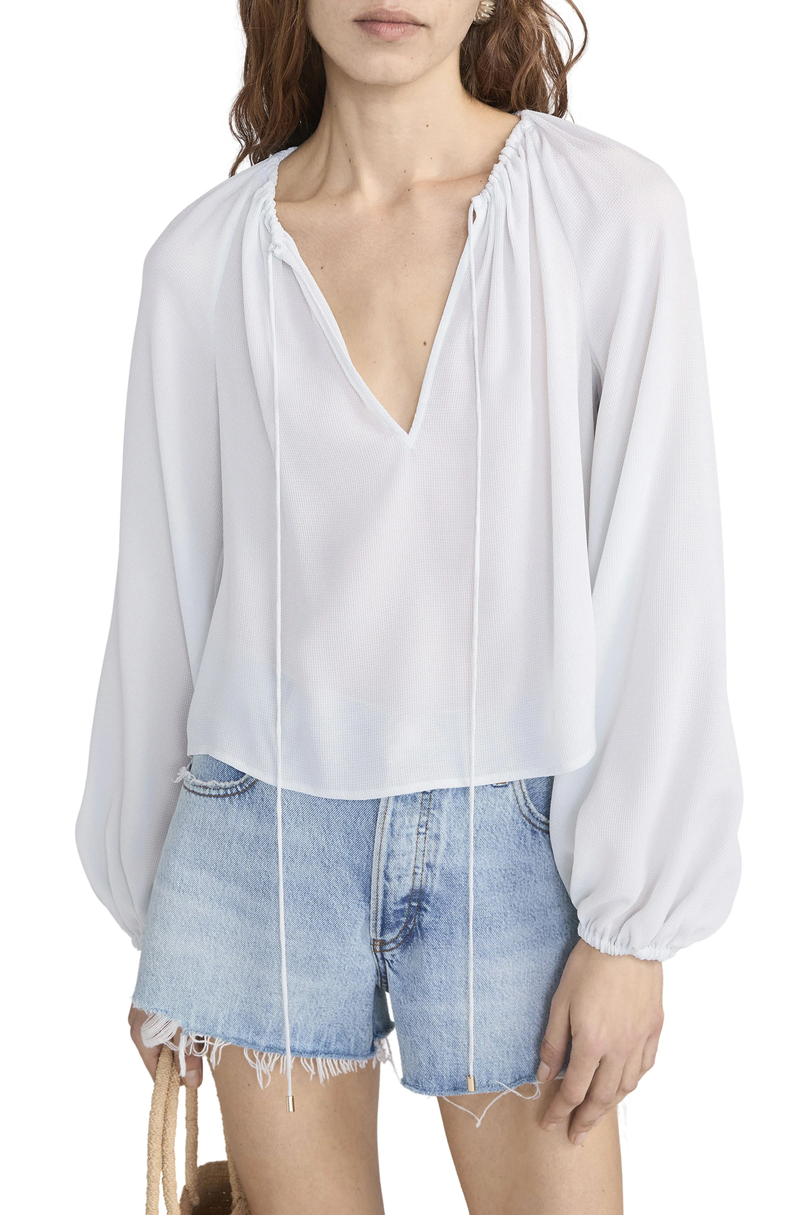 FRAME The Silk Balloon Top in Ice Blue at Nordstrom - 1