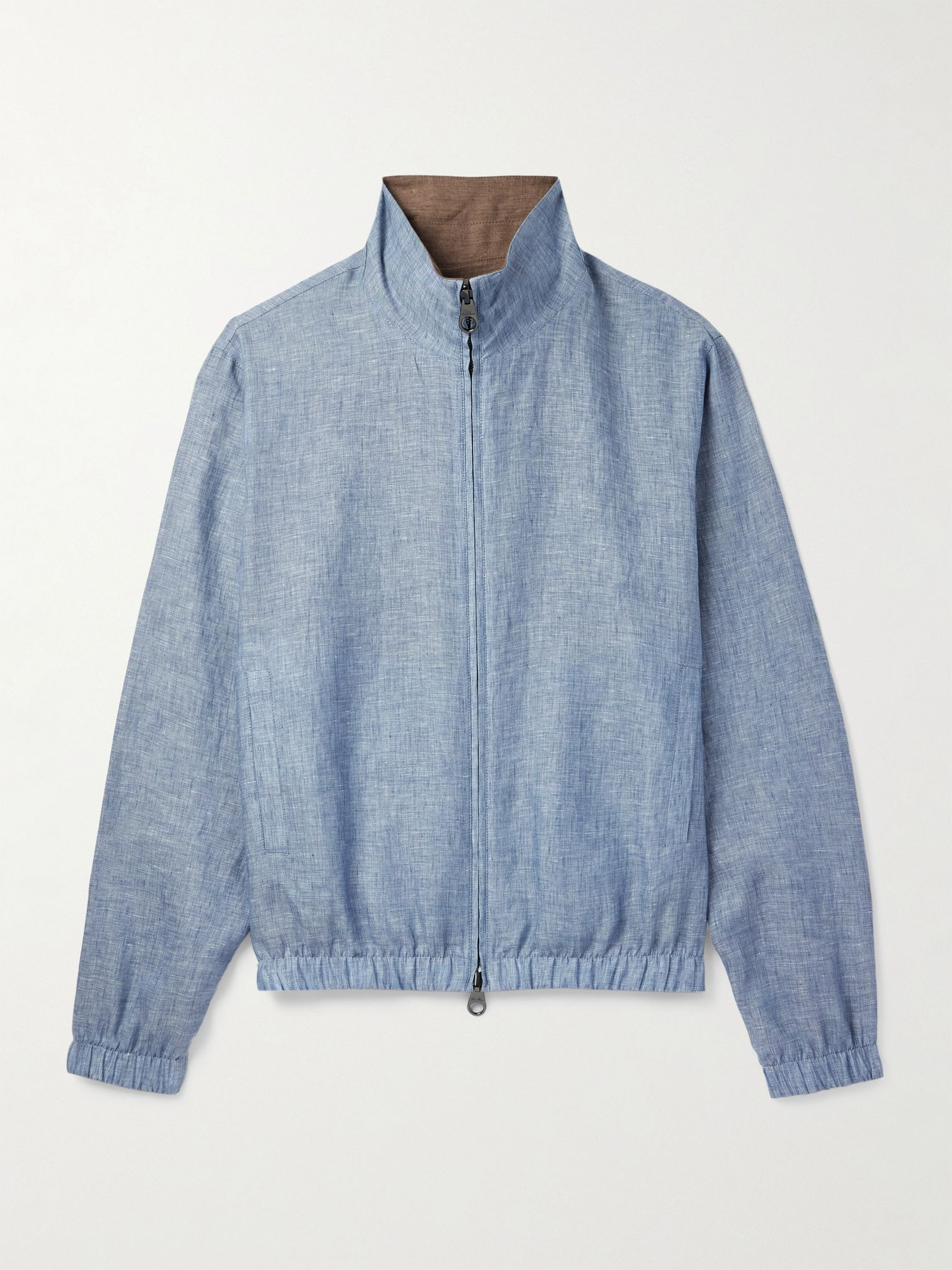 Reversible Linen Bomber Jacket Sky blue - 1