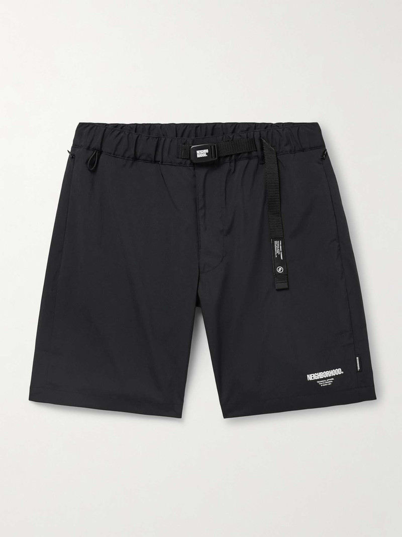 Straight-Leg Belted Logo-Print Shell Shorts - 1