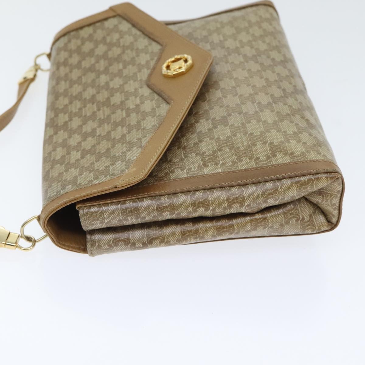 CELINE Macadam Canvas Shoulder Bag Beige Gold - 4