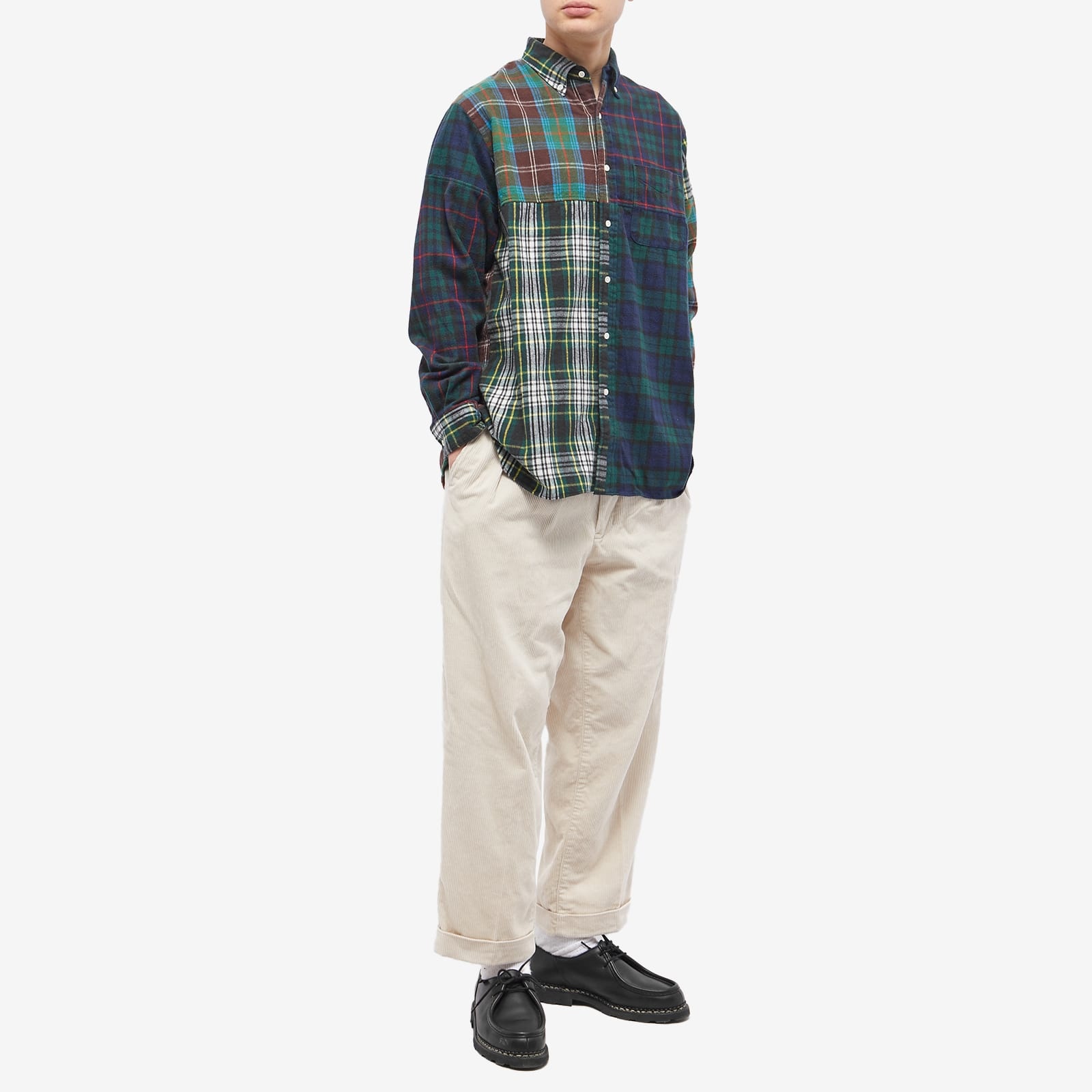 END. x Beams Plus 'Ivy League' Button Down Flannel Check Panel Shirt - 4