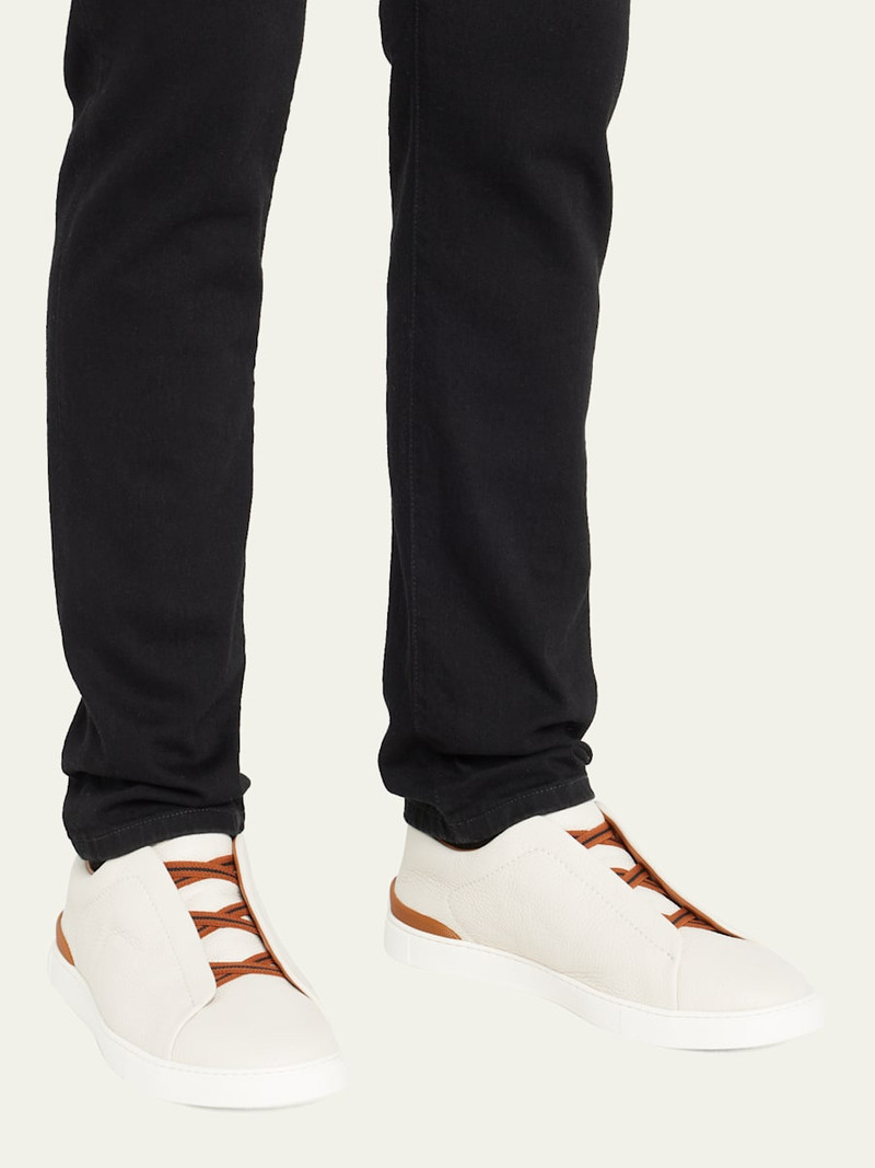 ZEGNA Men's Triple Stitch Deerskin Leather Sneakers outlook