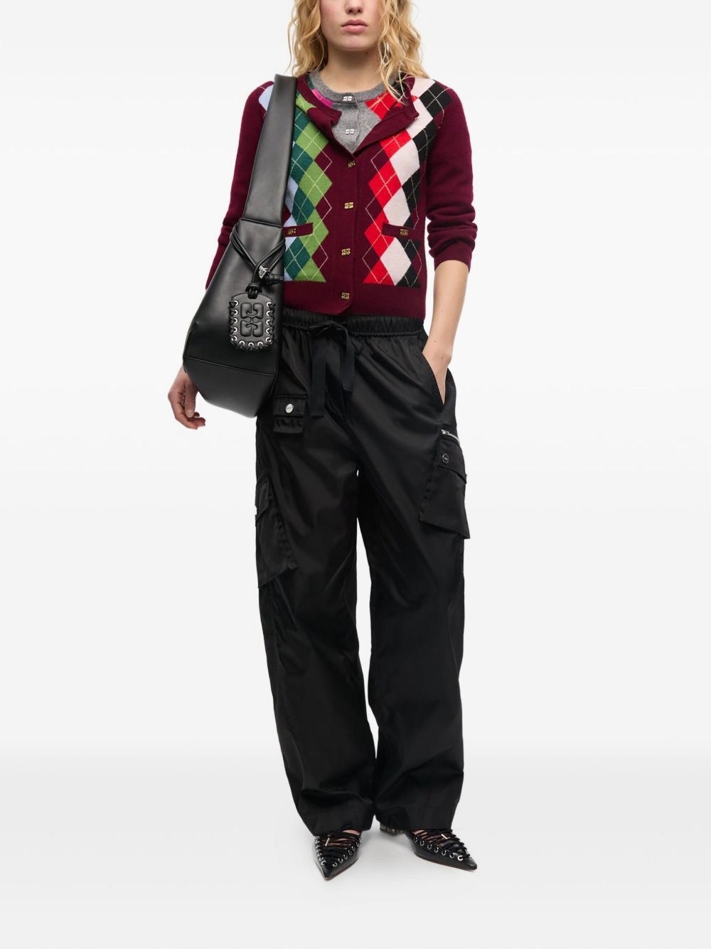 argyle-pattern cardigan - 2