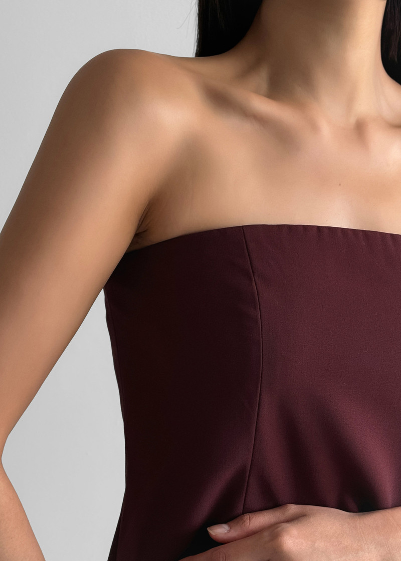 Abbie Strapless Top - Burgundy 4