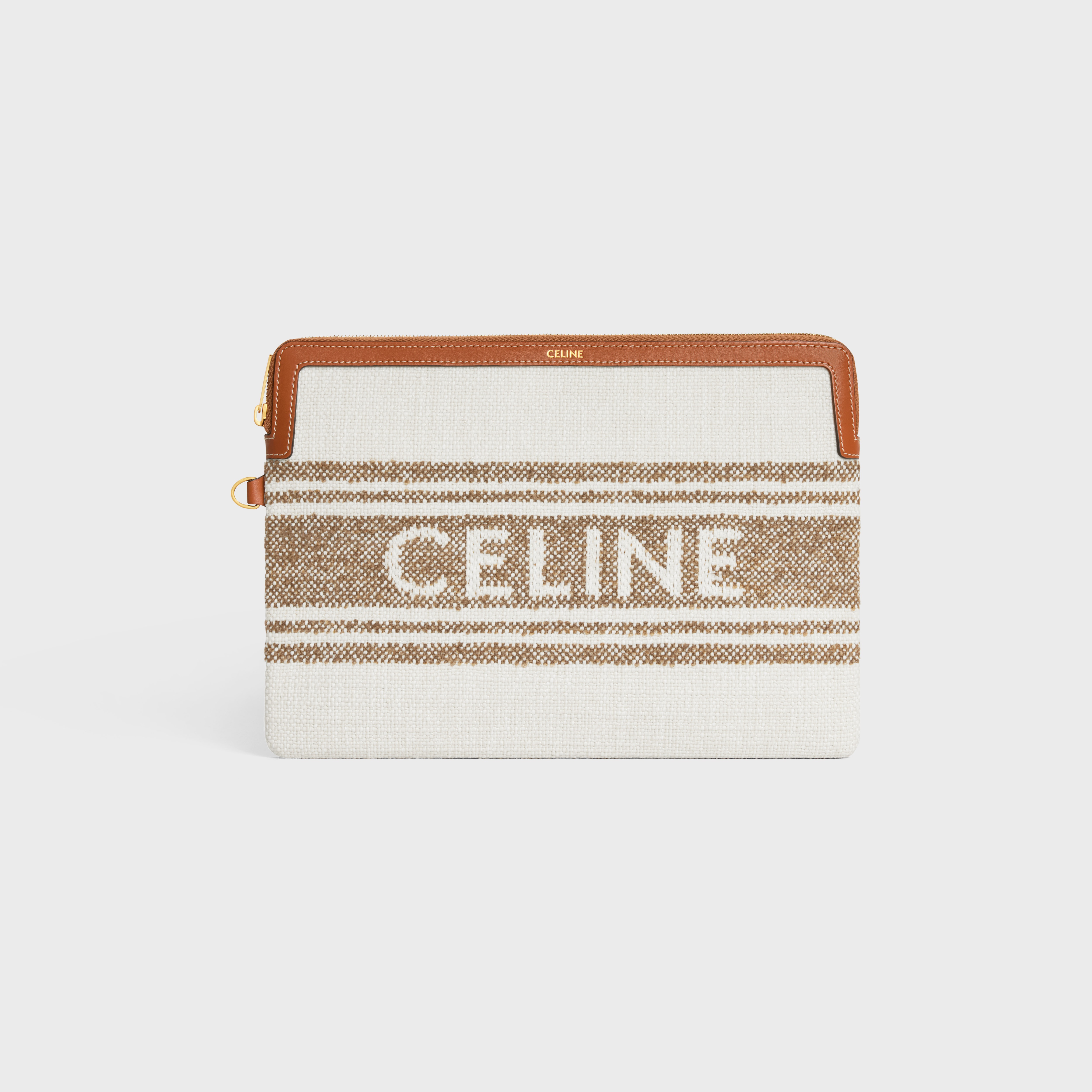 SMALL POUCH WITH STRAP in STRIPED TEXTILE WITH CELINE JACQUARD - 2