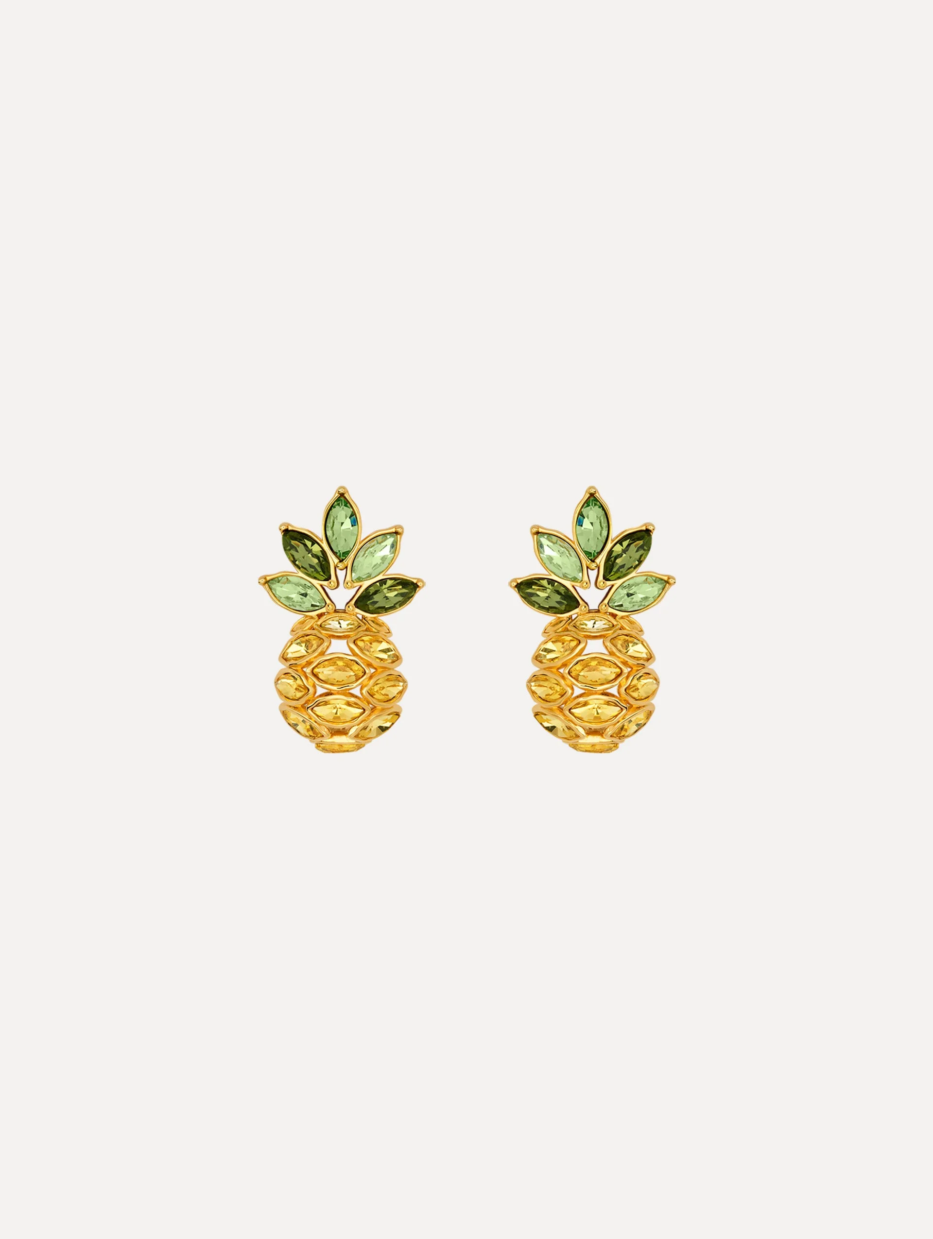 PINEAPPLE CRYSTAL LEAF CLIP-ON EARRINGS - 1