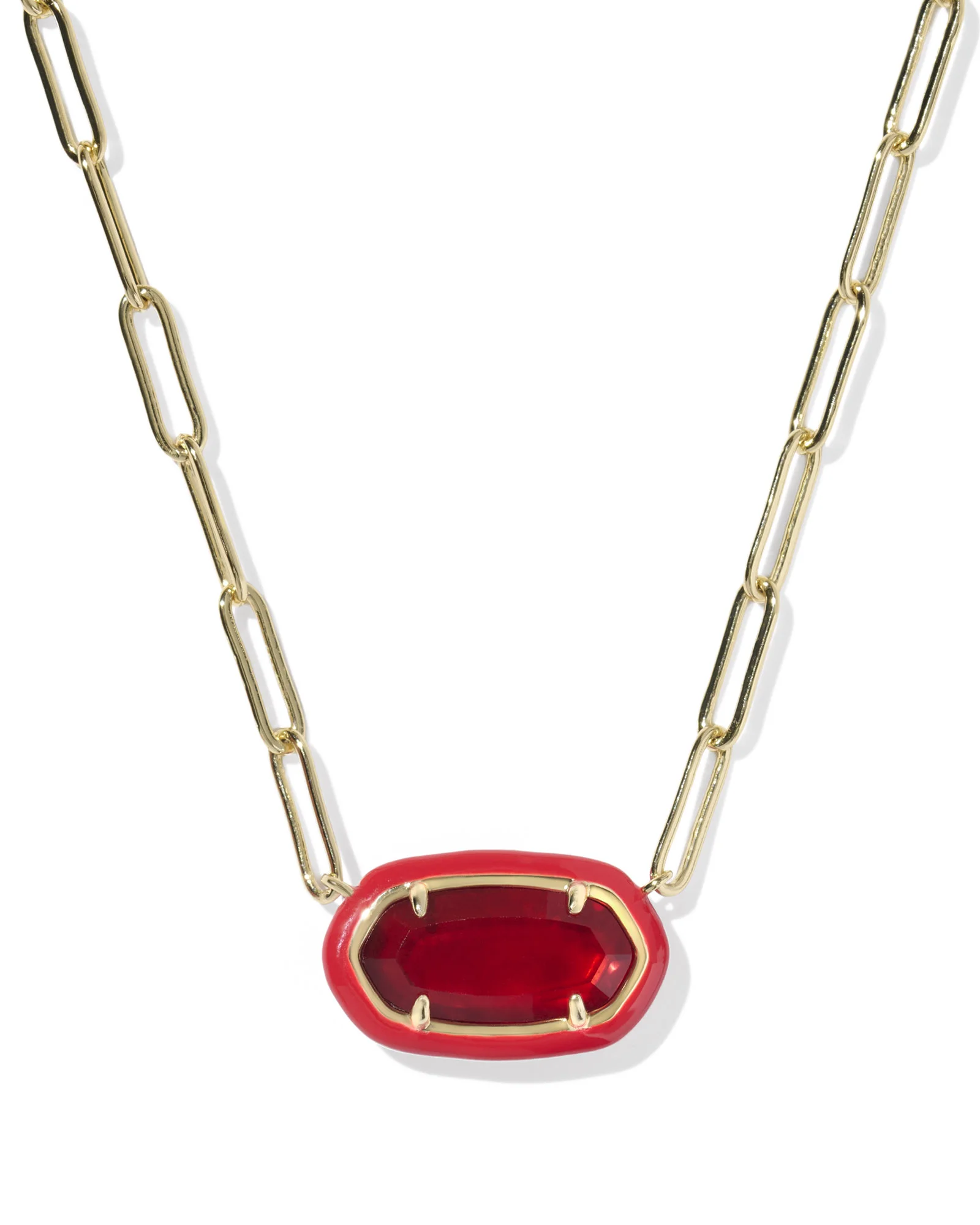 Elisa Enamel Frame Gold Paperclip Necklace - 1